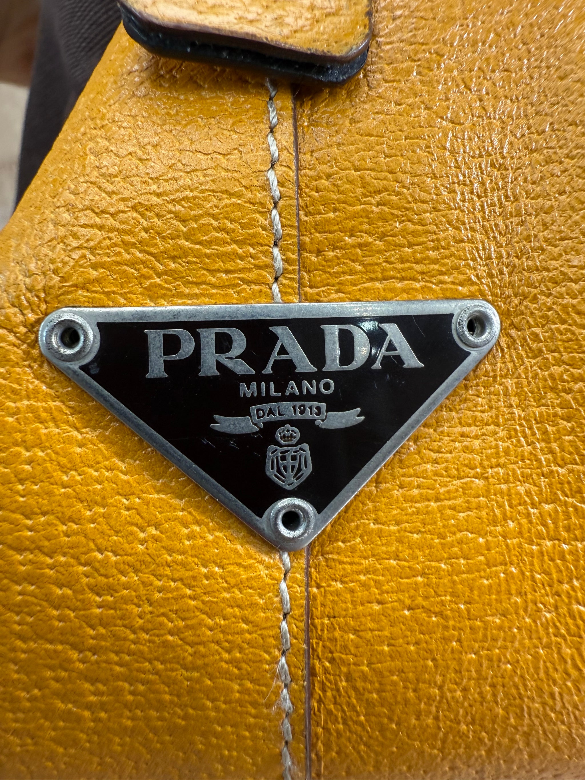 Prada Brown Canvas Canapa Bowler Bag
