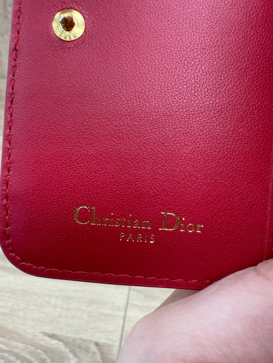 Christian Dior Red Caro Stitch Compact Zippy Wallet