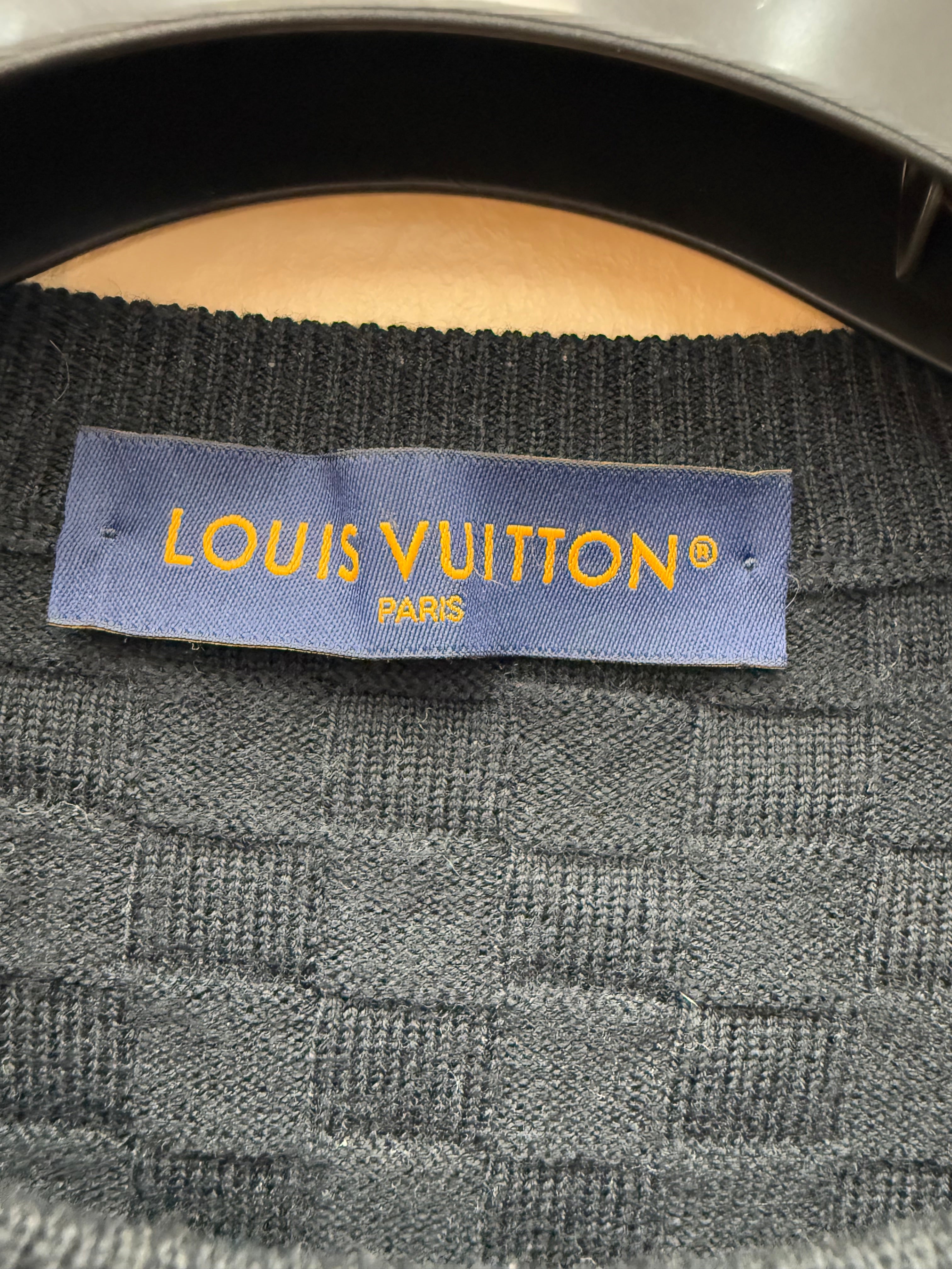 Louis Vuitton Black Damier Signature Crewneck Size Large