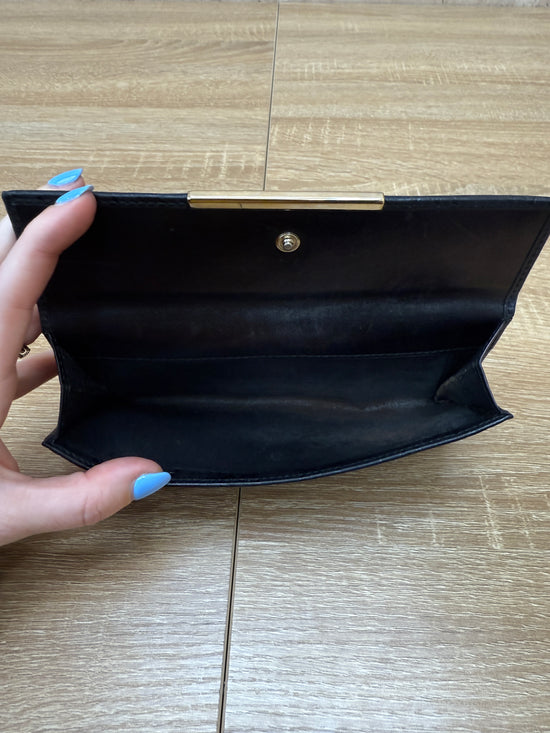 Gucci Black Leather Guccissima Bar Long Wallet