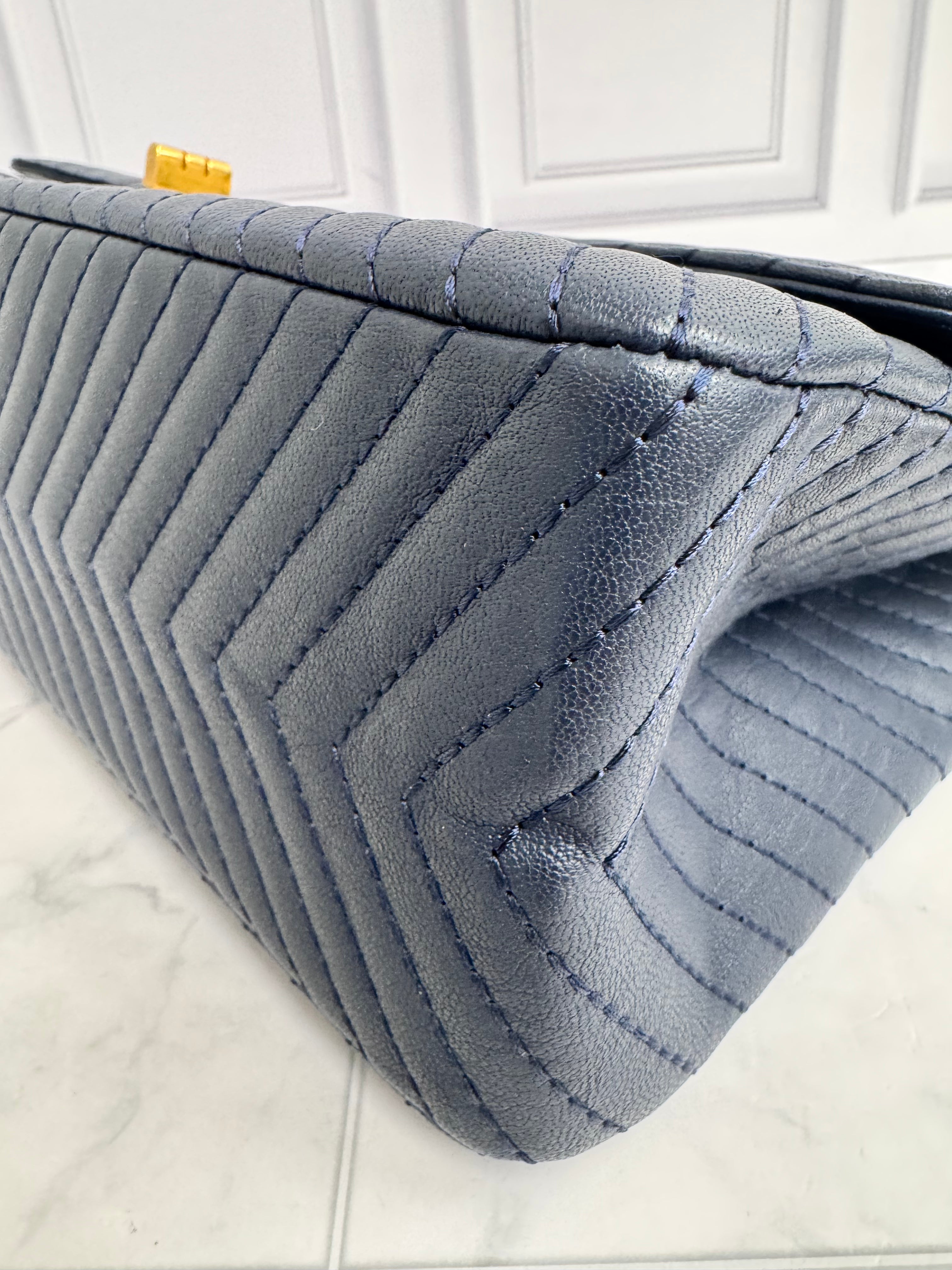 Chanel Navy Blue Quilted 2.55 Reissue Jumbo Flap Bag
