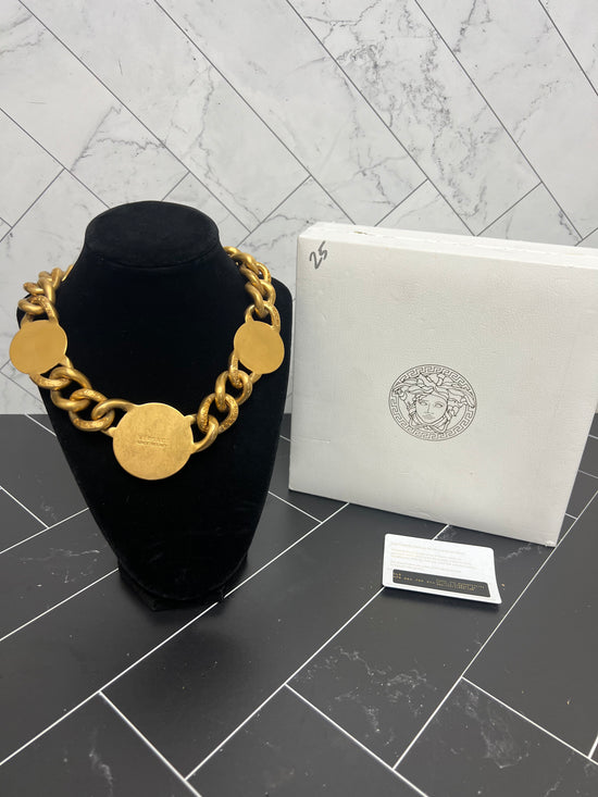 Versace Gold Plated 3 Medusa Medallion Necklace