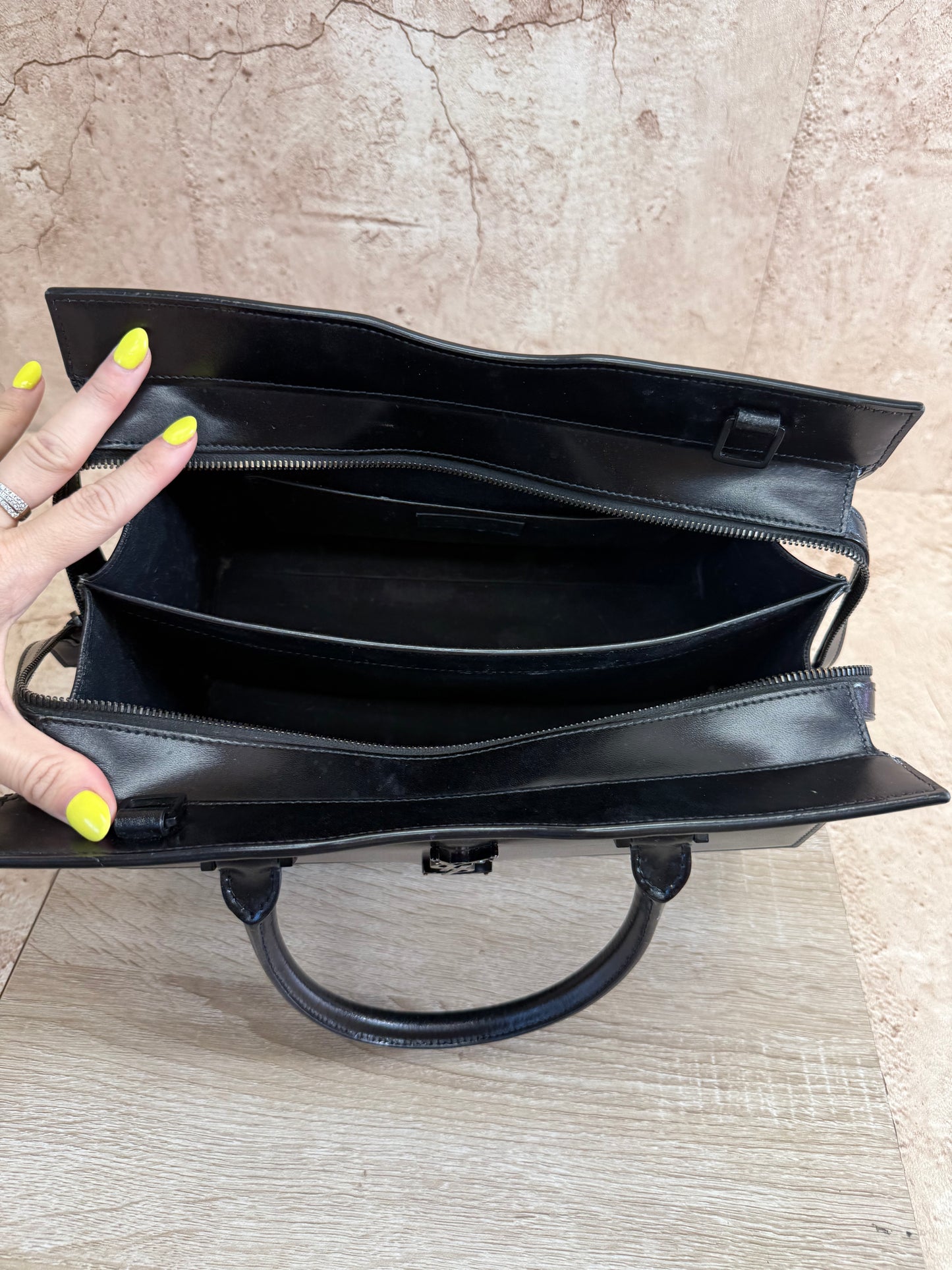 Saint Laurent YSL Black Leather Uptown Tote