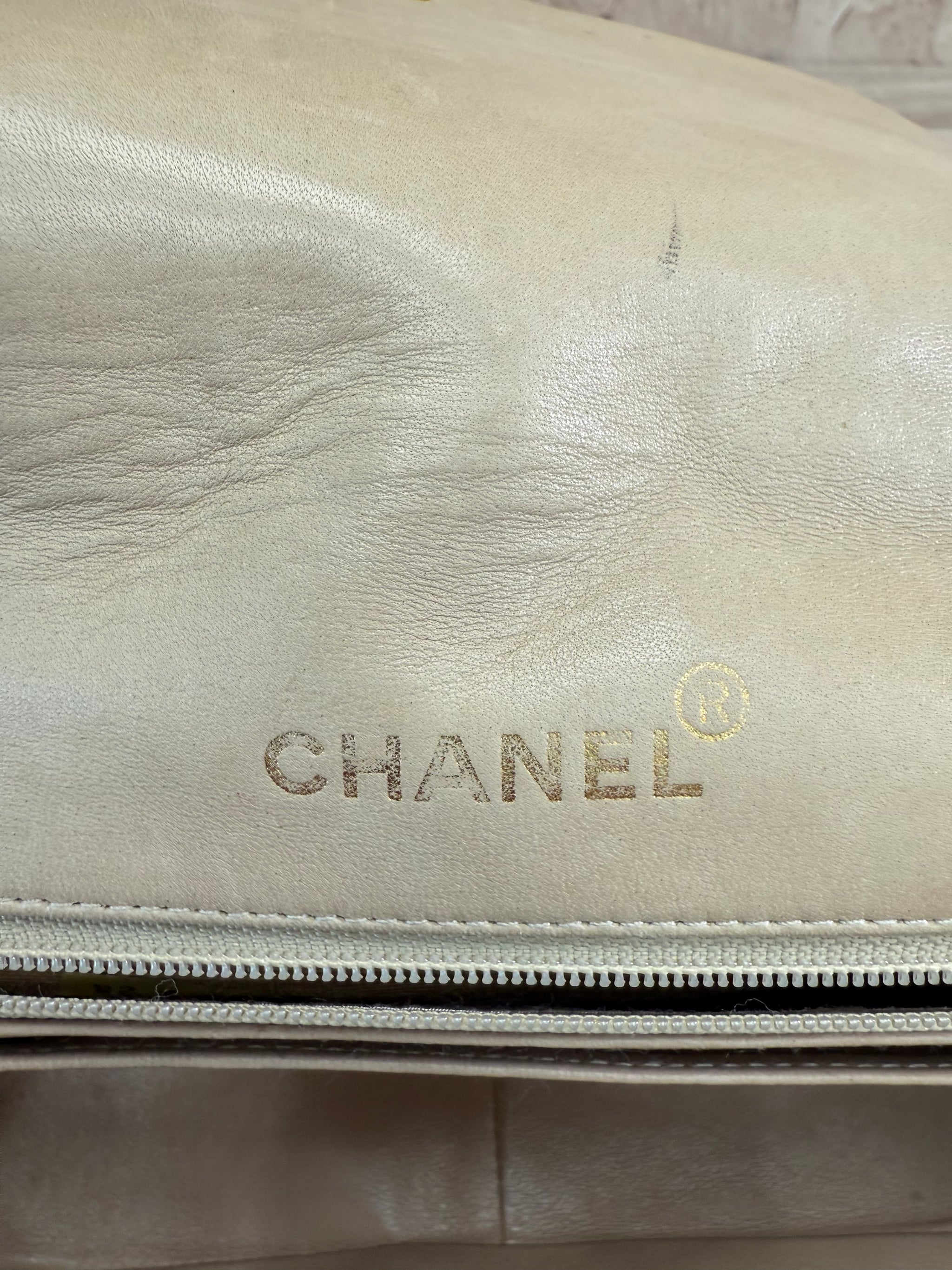 Chanel Beige Quilted Lambskin Single Flap Bag