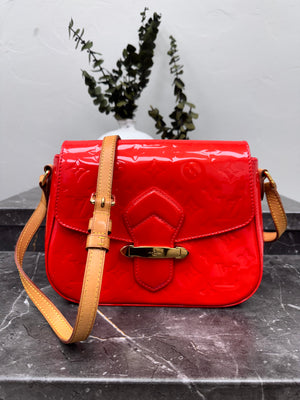 Louis Vuitton Red Vernis Bellflower Bag GM