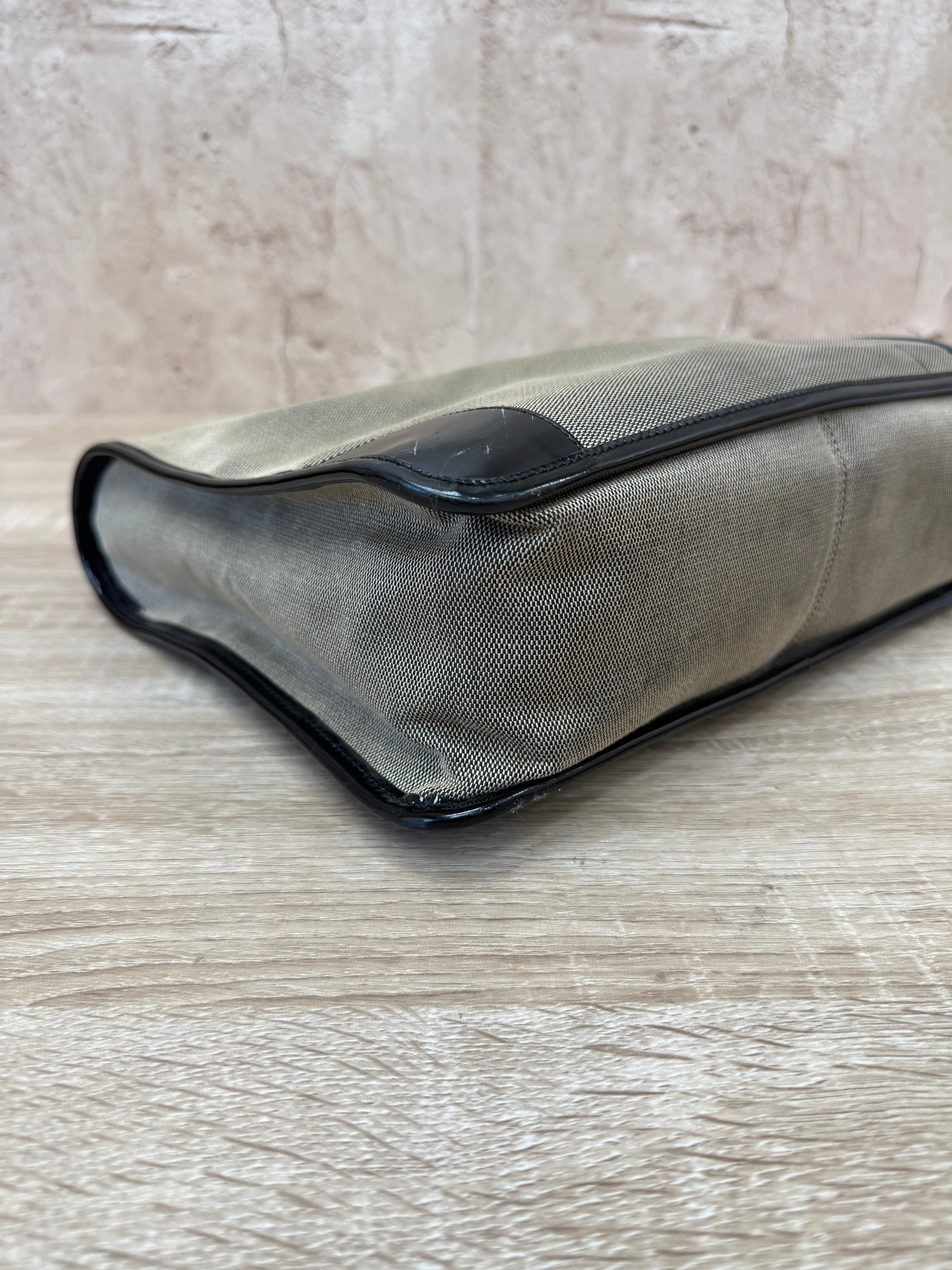 Gucci Brown Canvas & Patent Leather Shoulder Bag