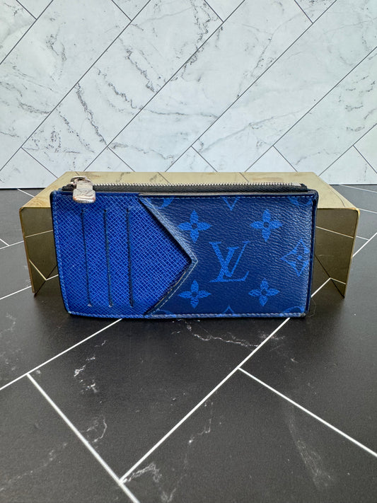 Louis Vuitton Blue Taiga Monogram Card Case