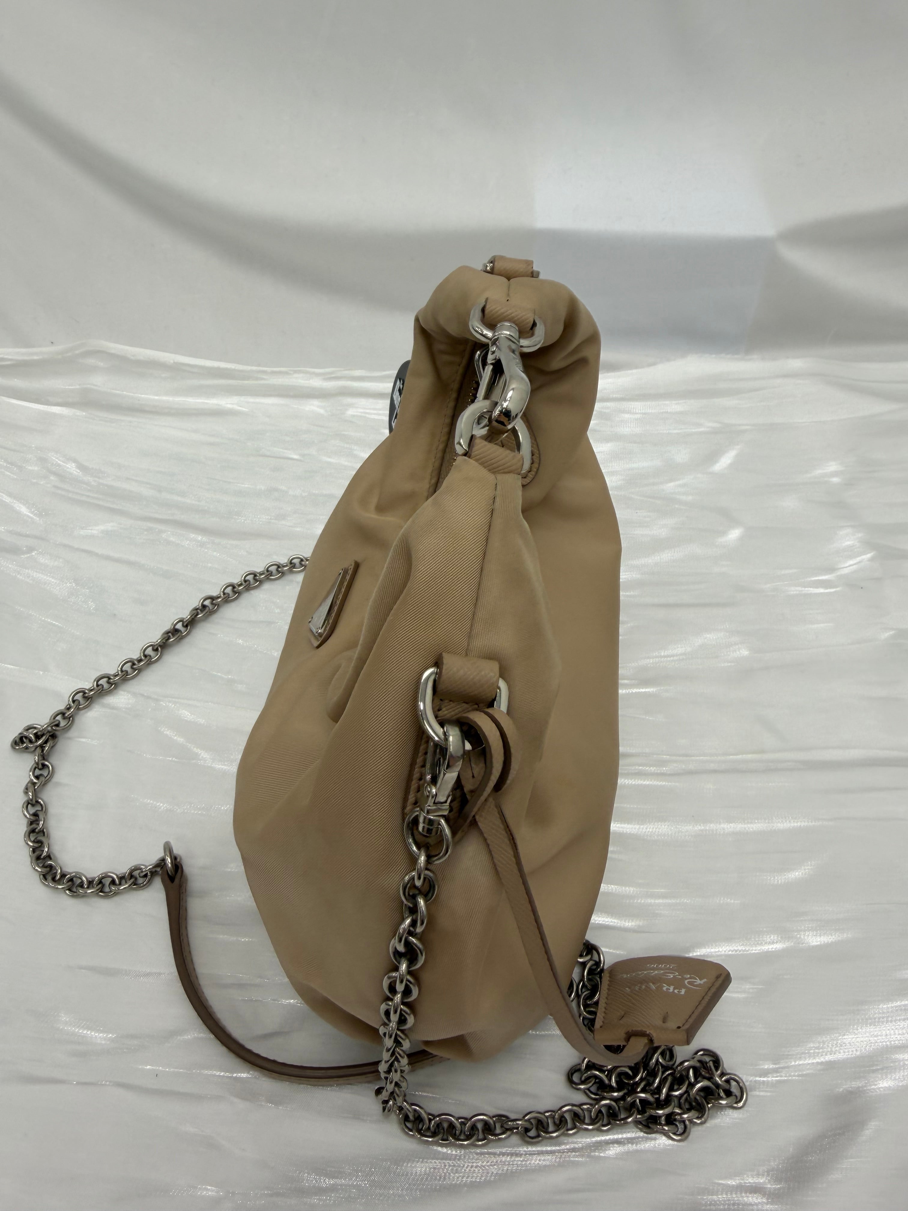 Prada Tan Nylon Re-Edition Curve Shoulder Bag