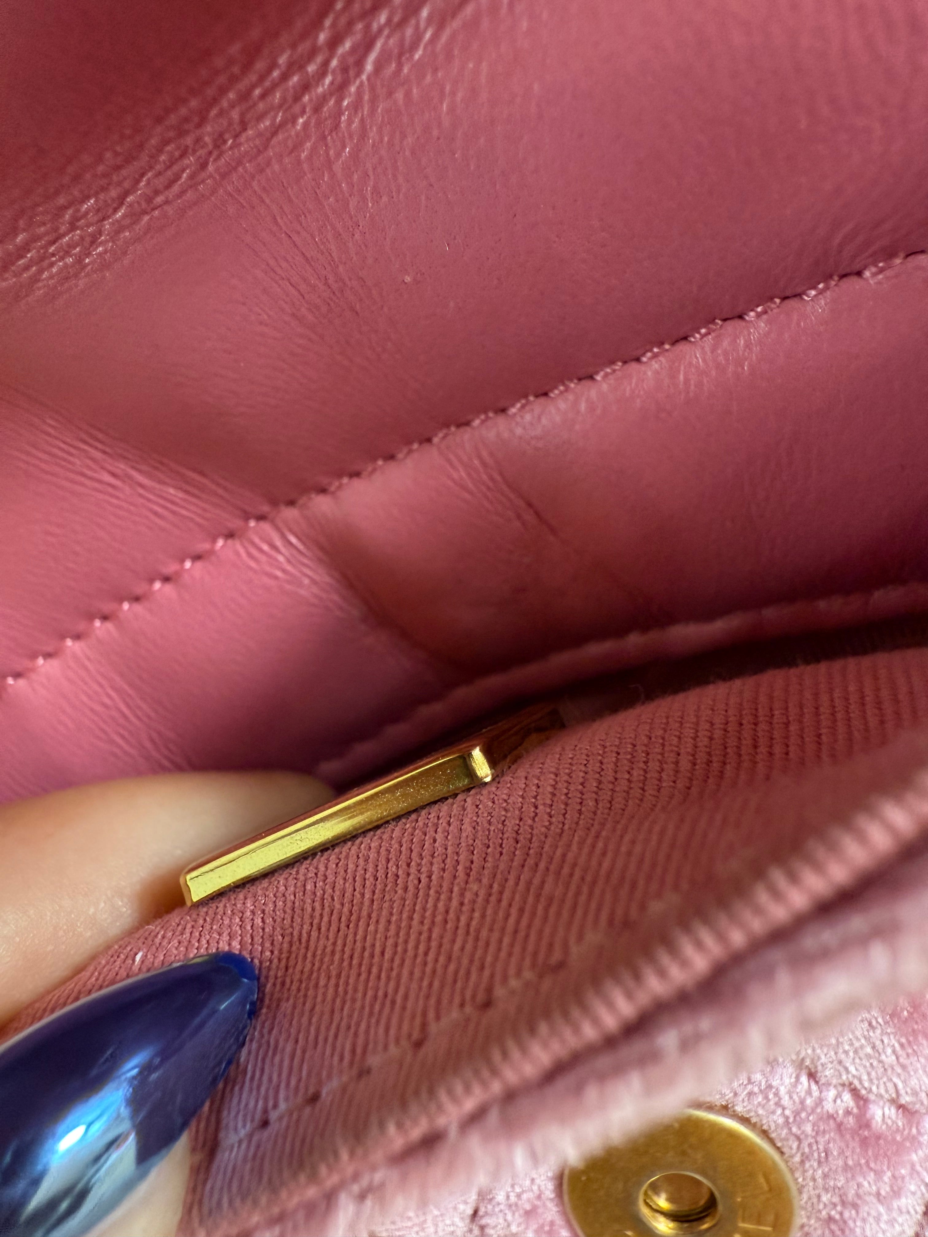 Chanel Pink Velvet Wavy Hobo Bag