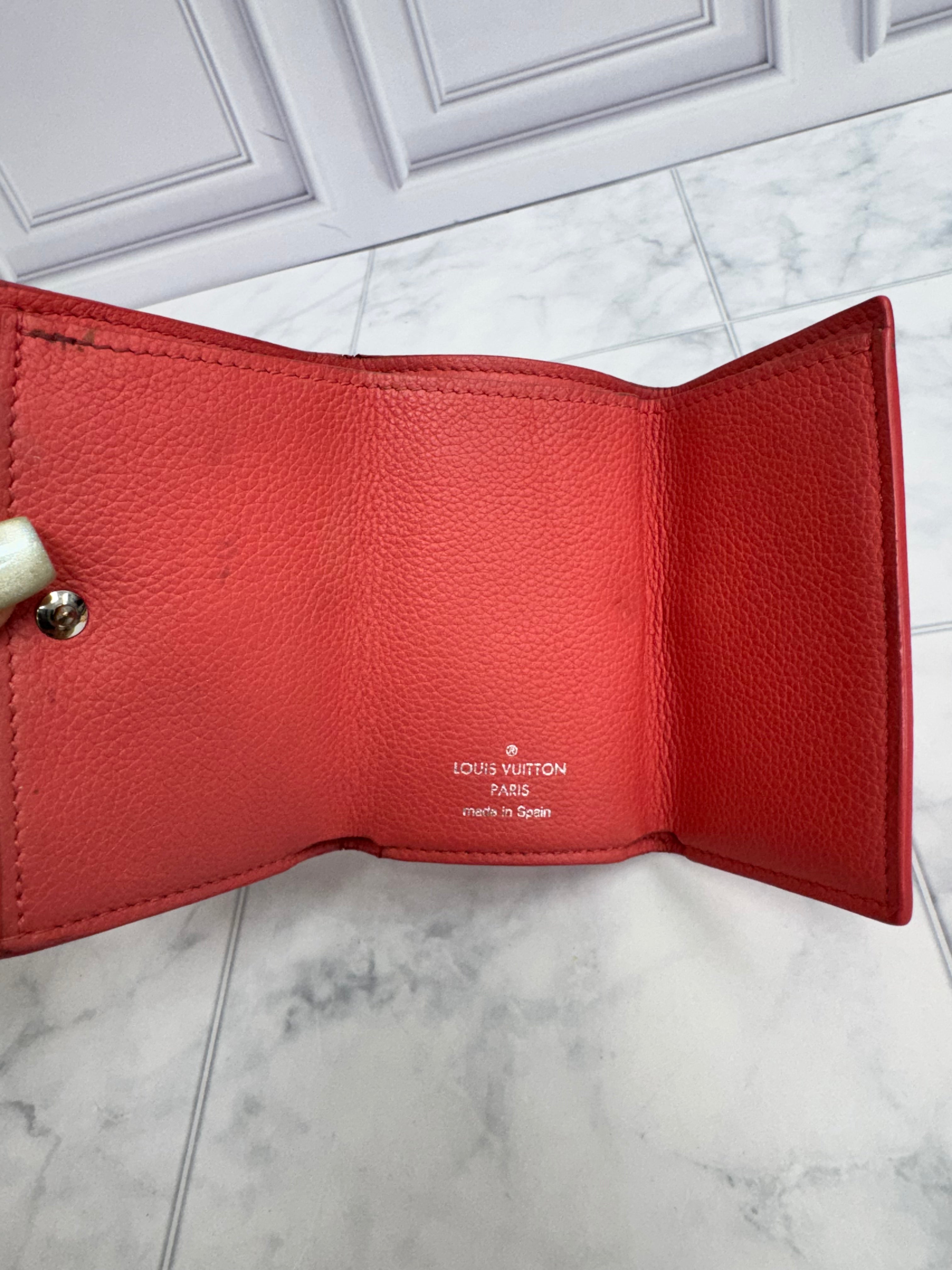 Louis Vuitton Pink Grained Leather Lockmini Compact Wallet