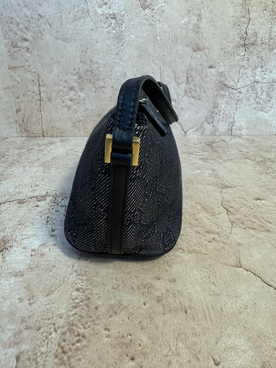 Gucci Black GG Canvas & Leather Pouch