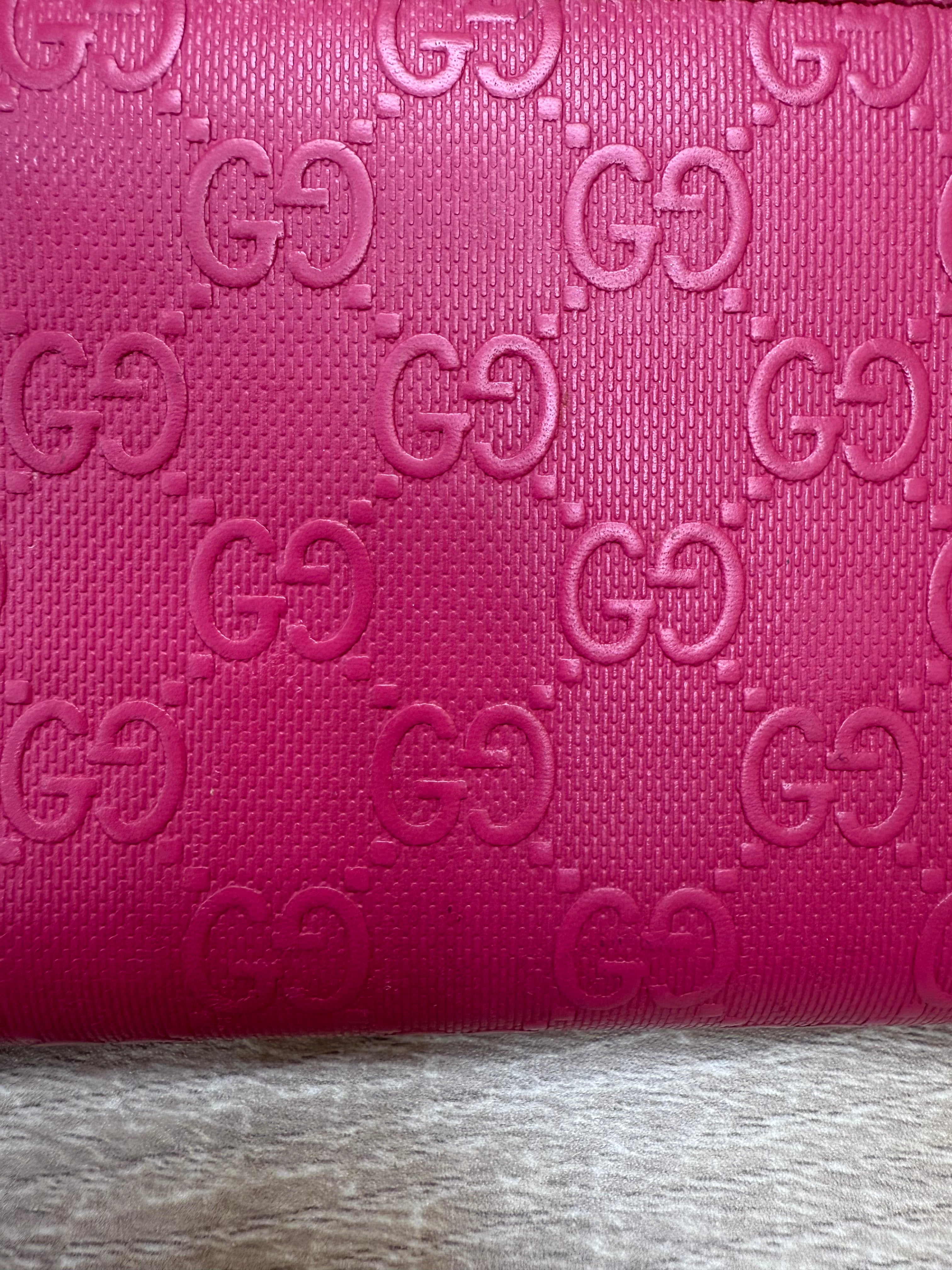 Gucci Pink Leather GG Zippy Wallet