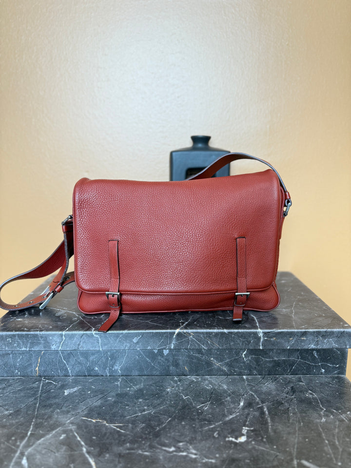 Prada Burgundy Leather Messenger Bag