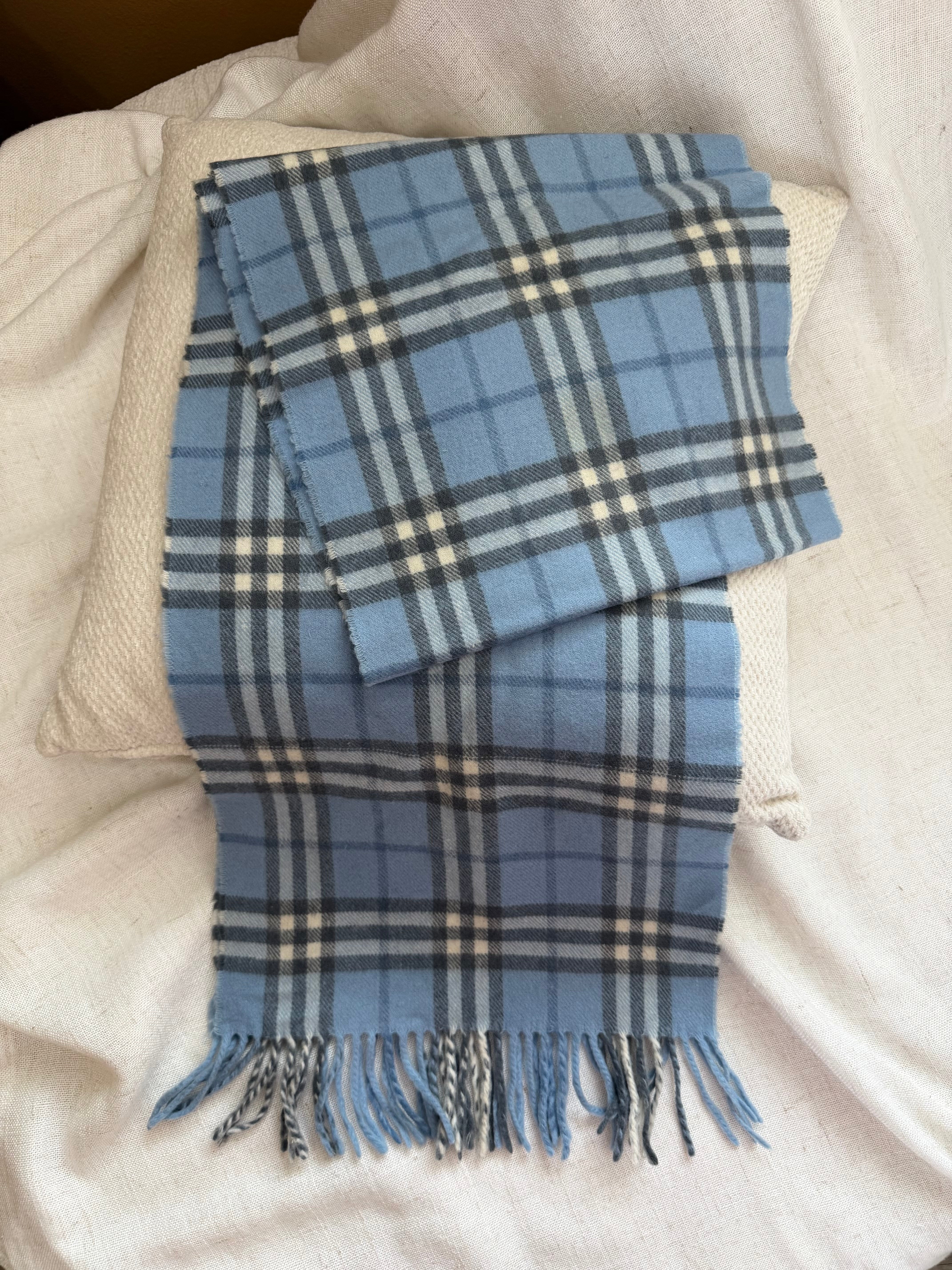 Burberry Vintage Blue Novacheck Lambswool Scarf