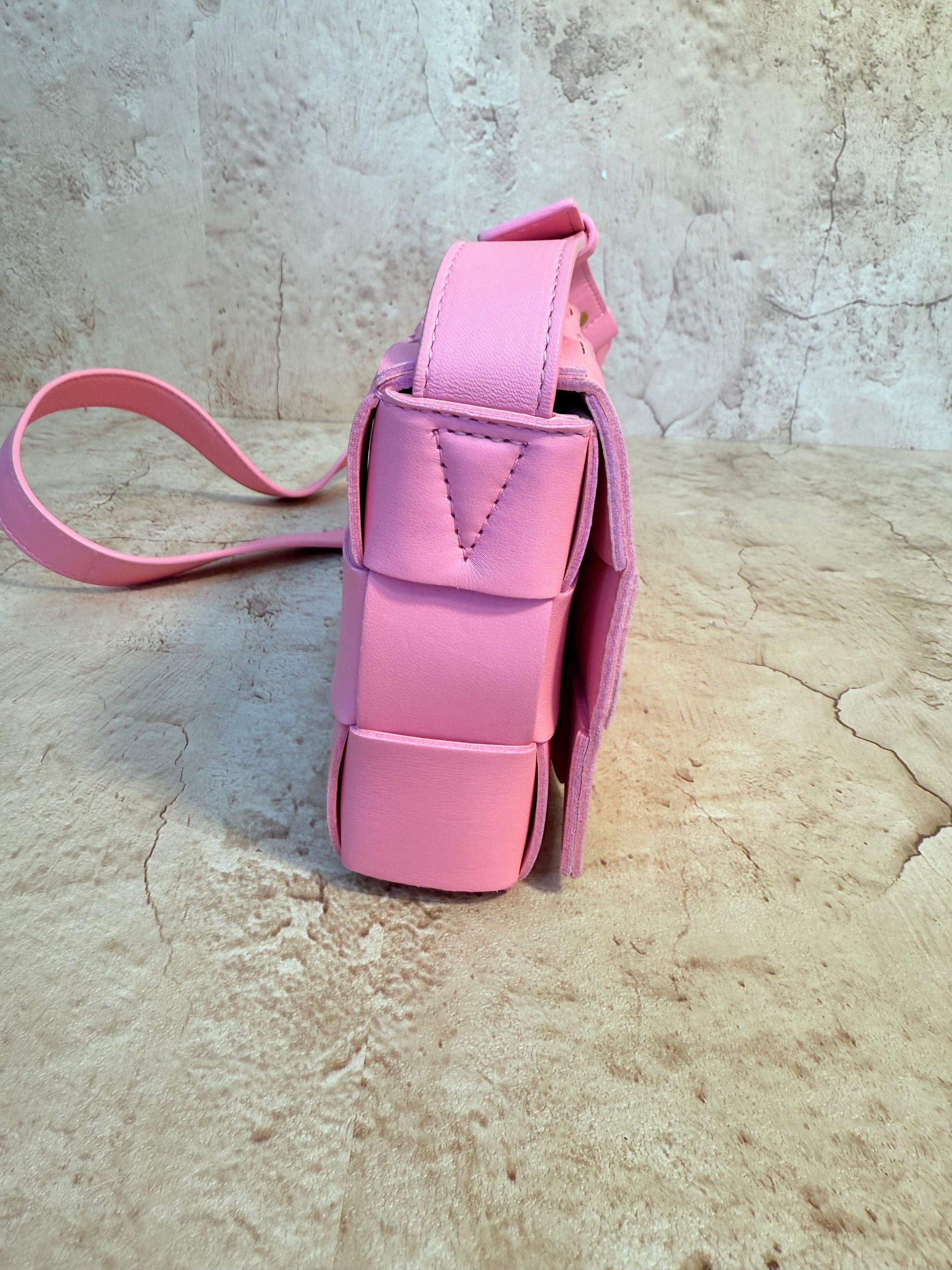 Bottega Veneta Pink Cassette Intrecciato Leather Crossbody Bag