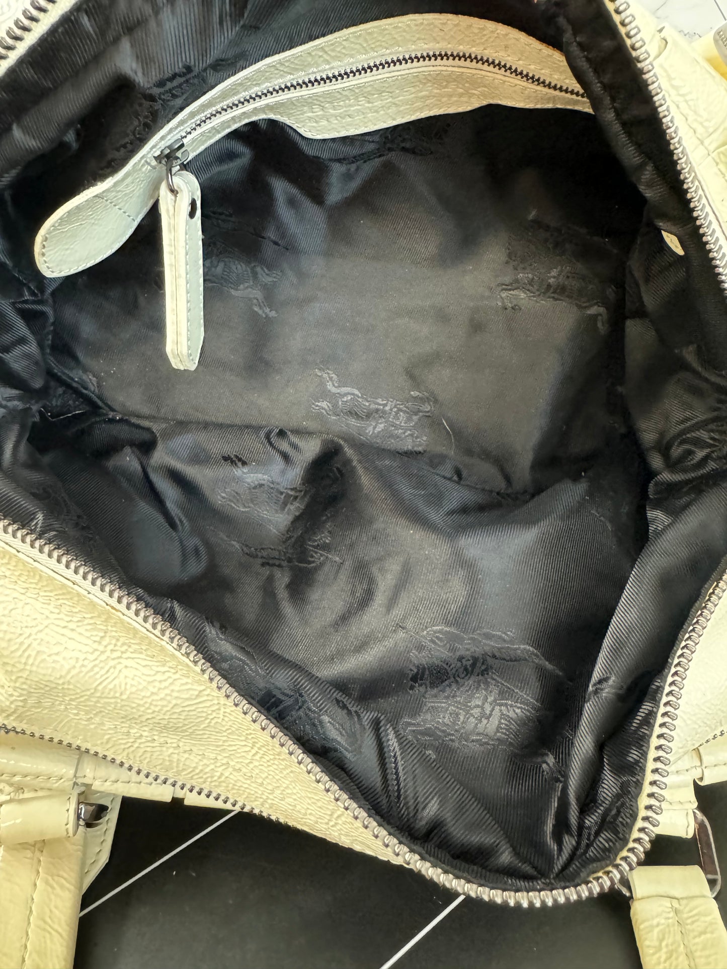 Burberry Prorsum Off White Patent Leather Satchel Large Handbag