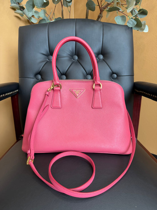 Prada Pink Saffiano Leather Dome 2way Bag