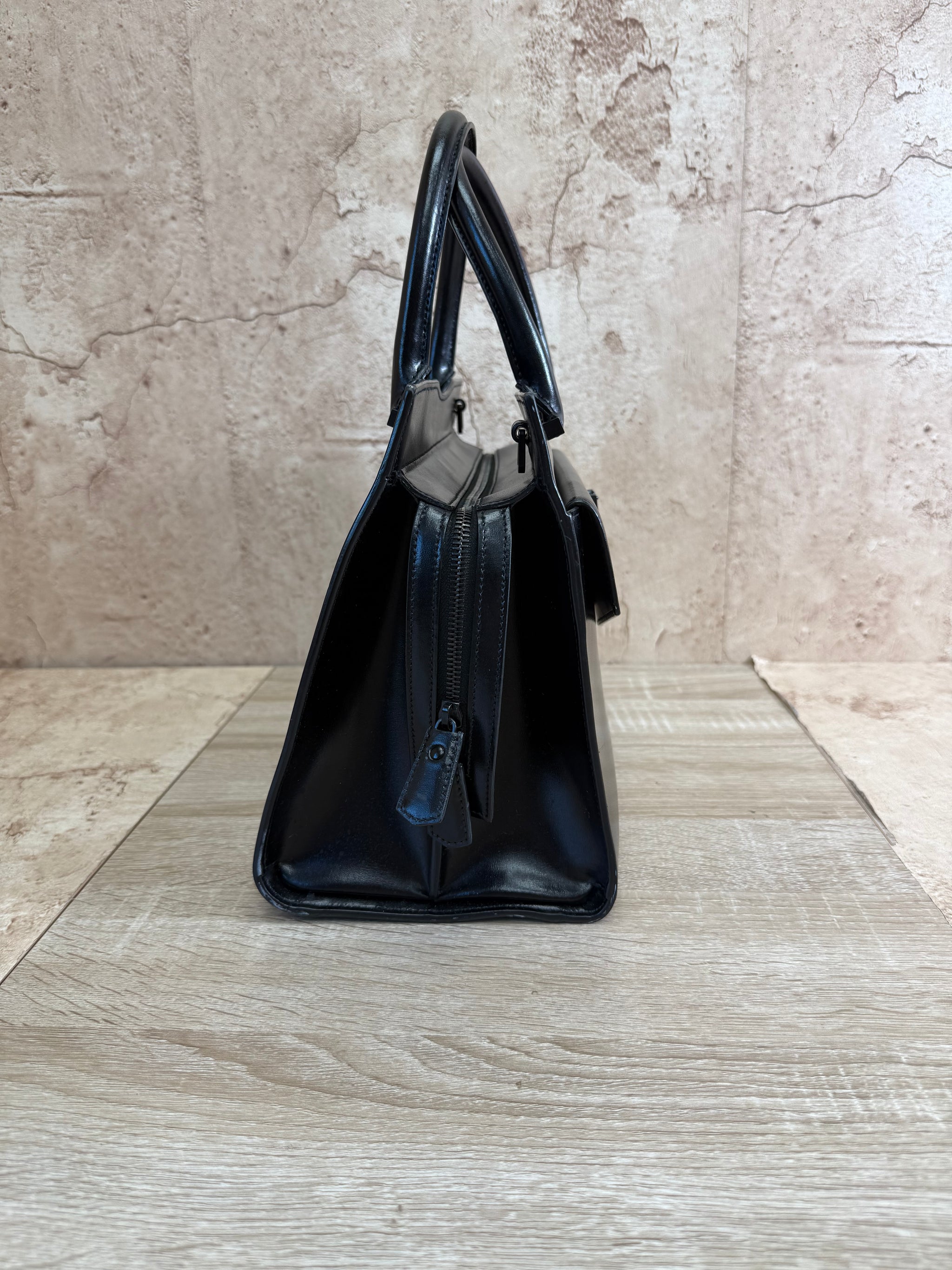 Saint Laurent YSL Black Leather Uptown Tote