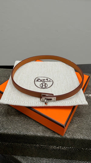 BRAND NEW- Hermes Brown Leather Mini Kelly Choker Necklace