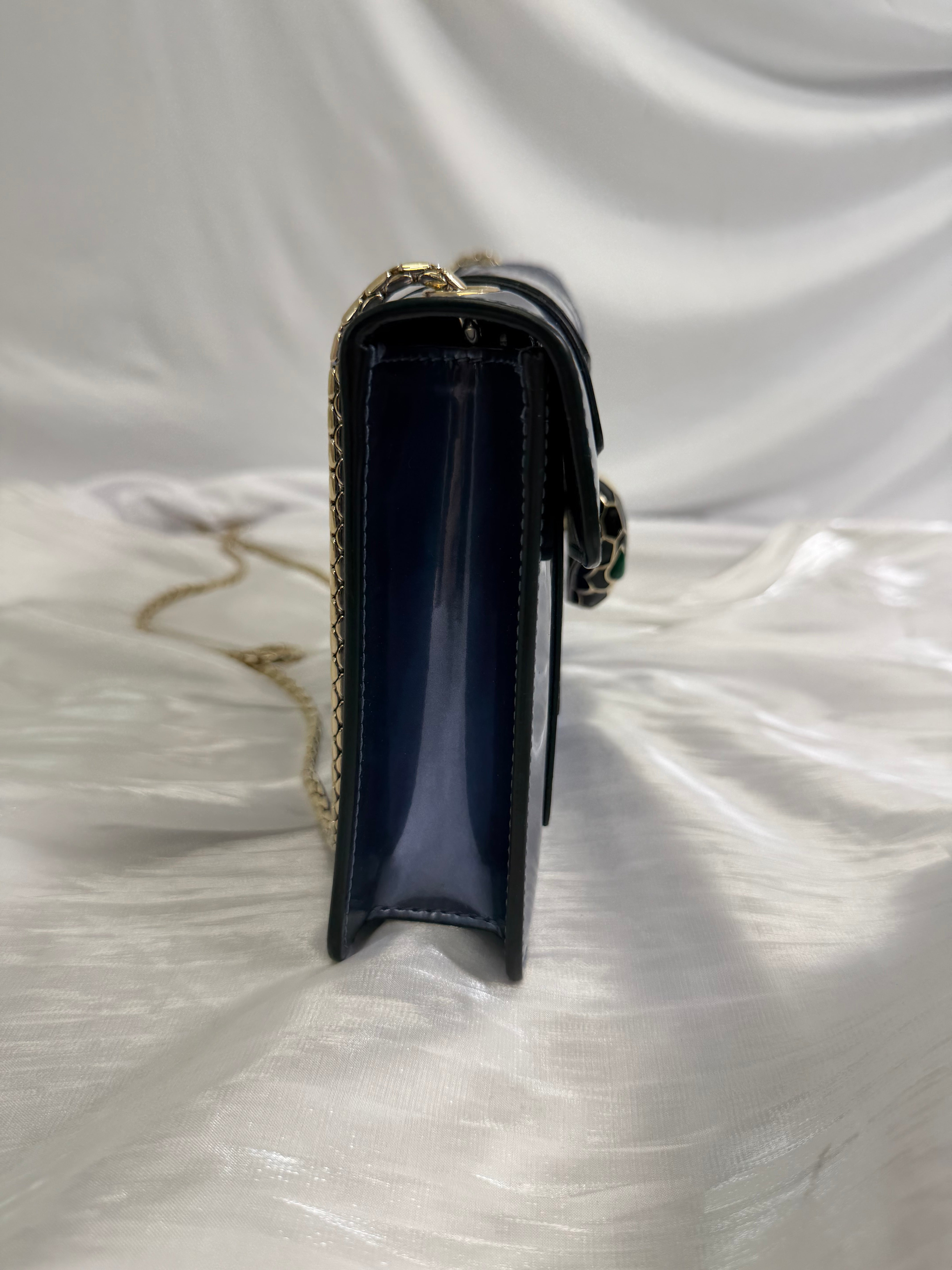 Bvlgari Blue Metallic Blue Calfskin Serpenti Forever Shoulder Bag