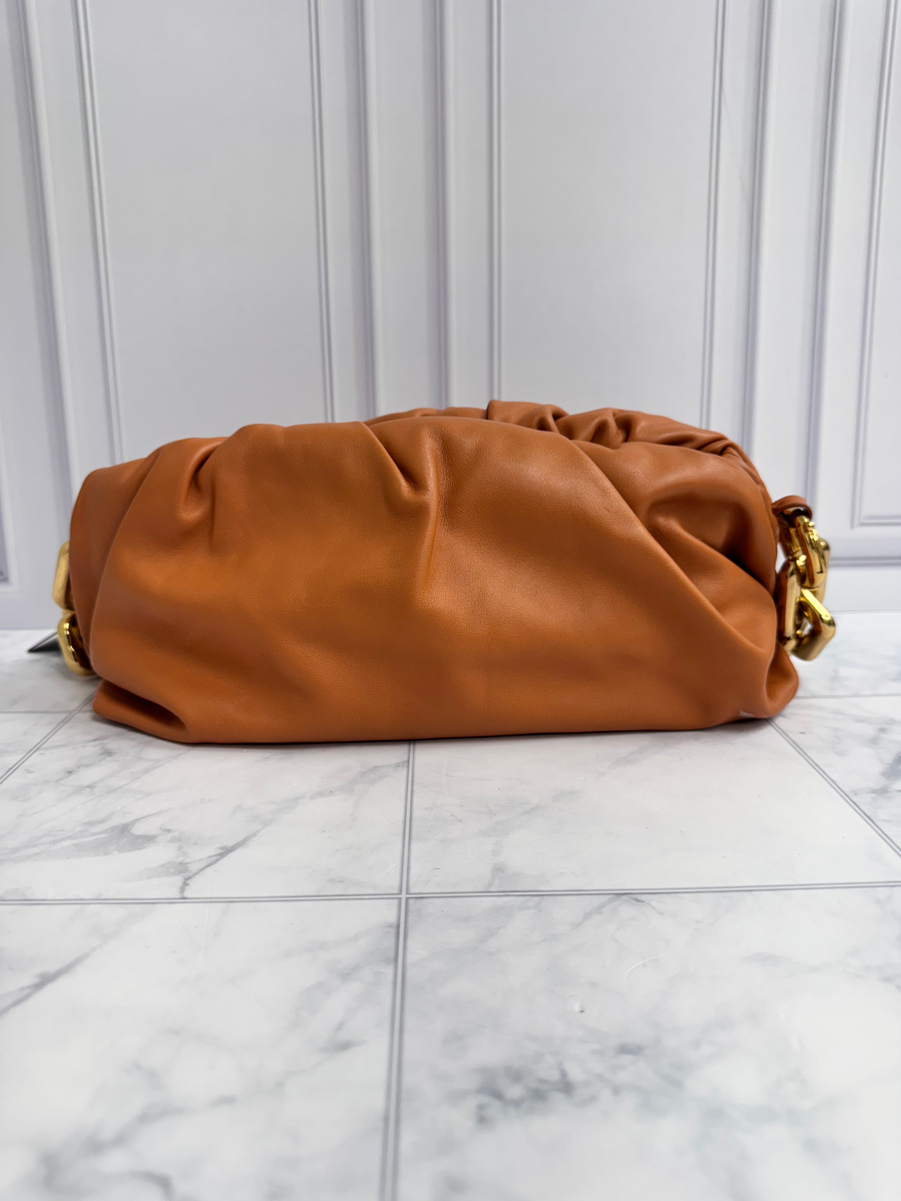 Bottega Veneta Orange Leather Chain Pouch