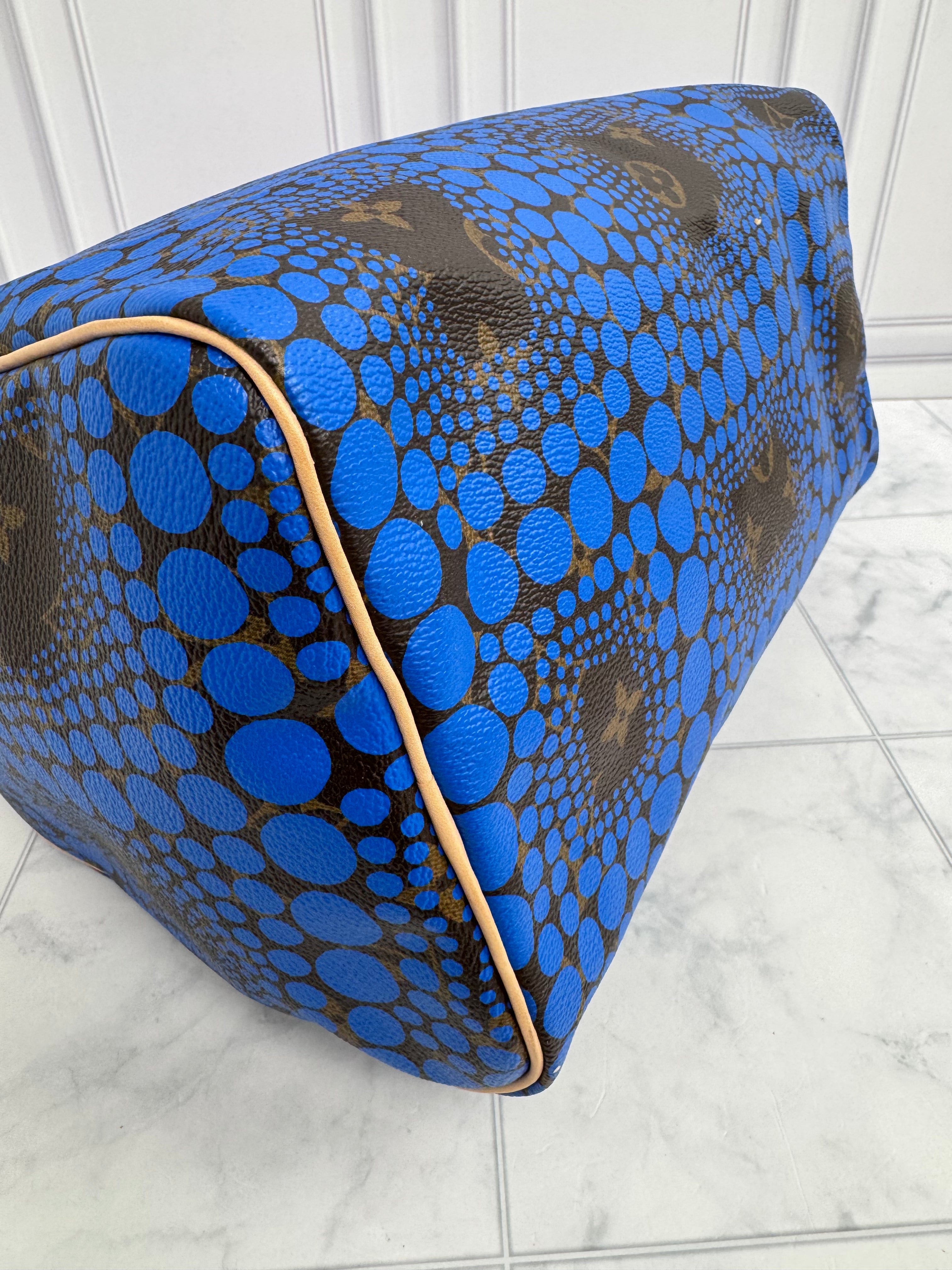 LIKE NEW - Louis Vuitton x Yayoi Kusama Blue Monogram Town Limited Edition Speedy 30