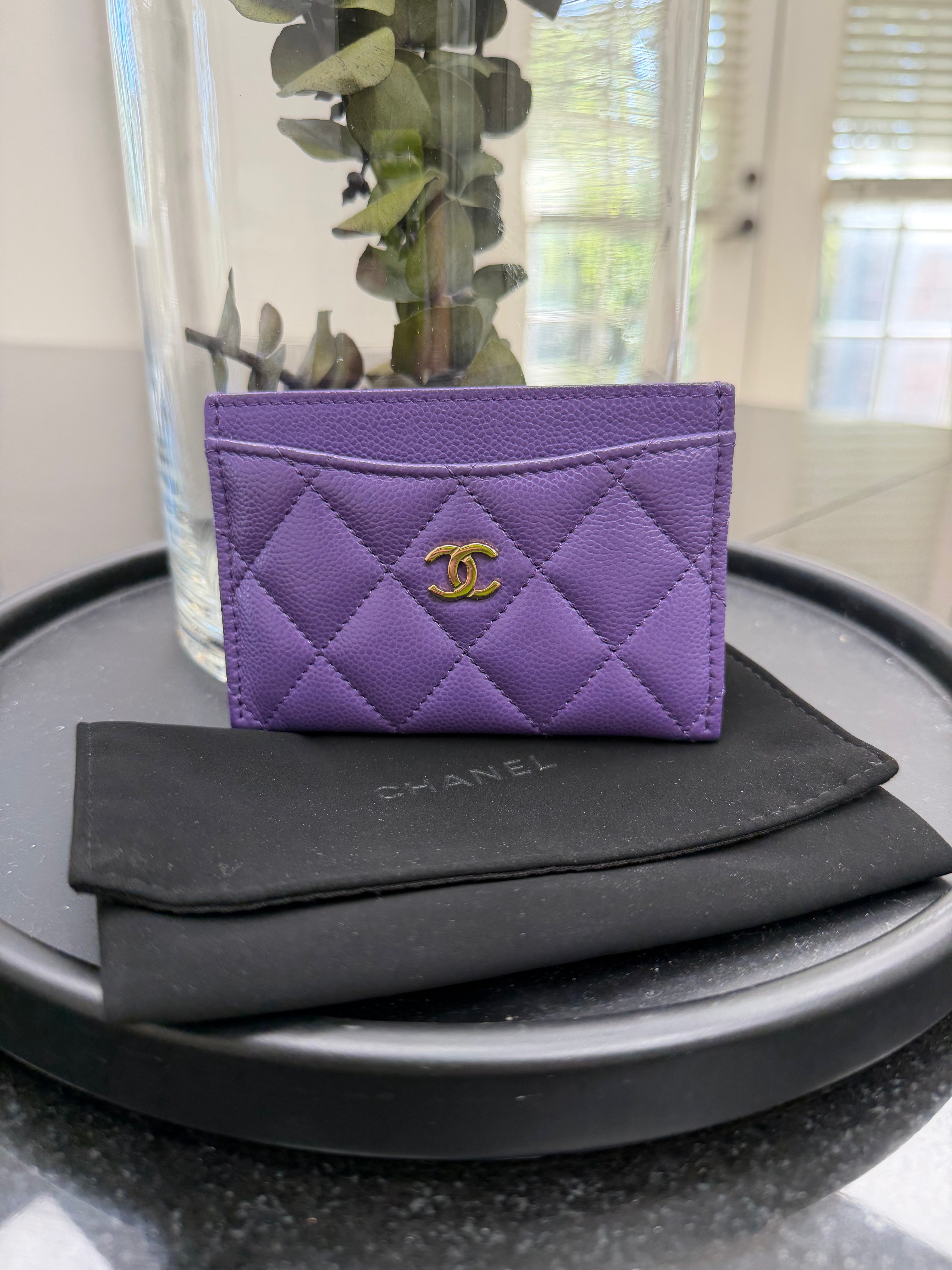Chanel Purple Caviar Leather Card Case