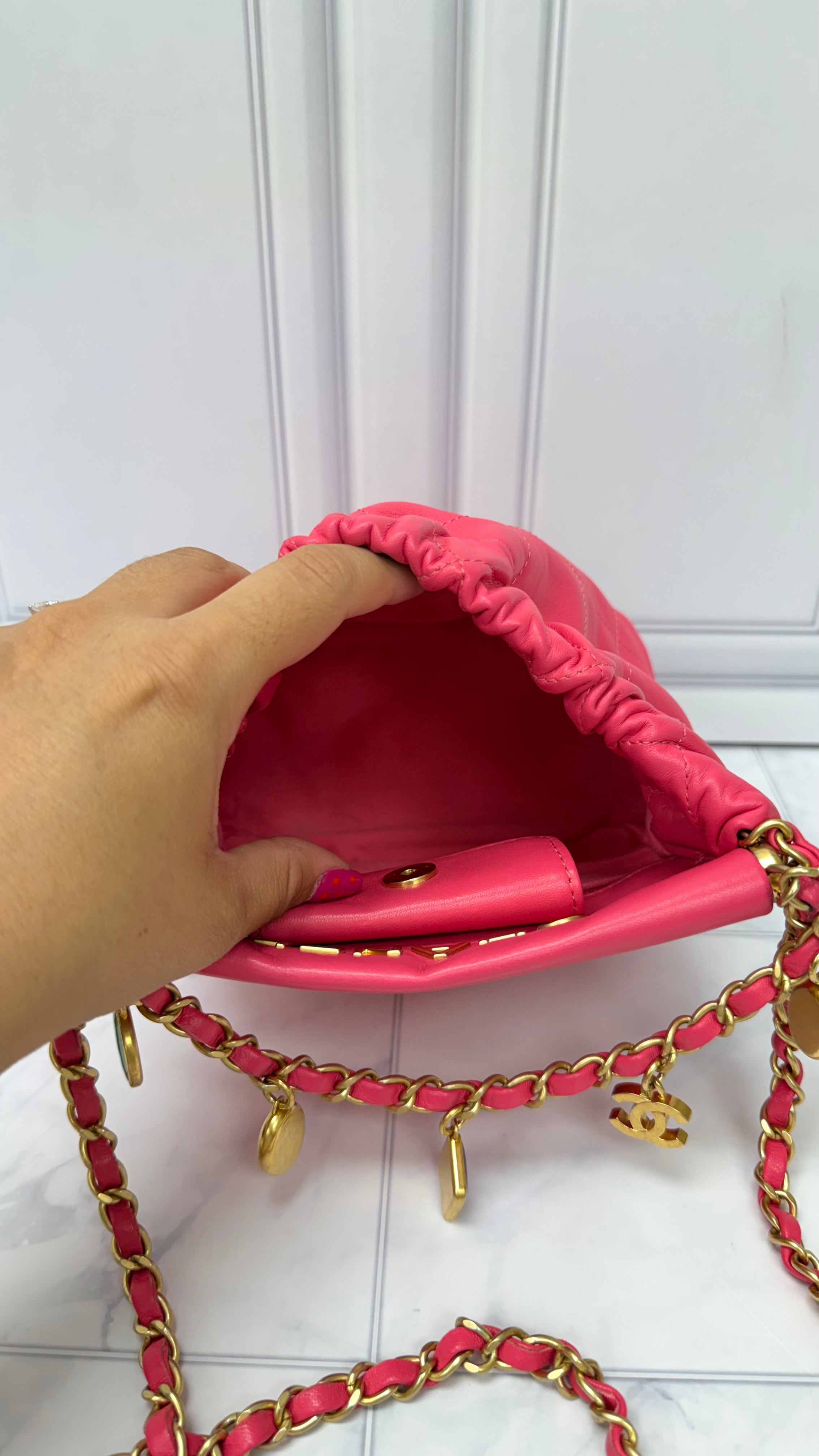 Chanel Pink Resin Charms Small Bucket Bag