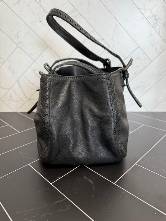 Bottega Veneta Black Intrecciato Leather Tote Bag