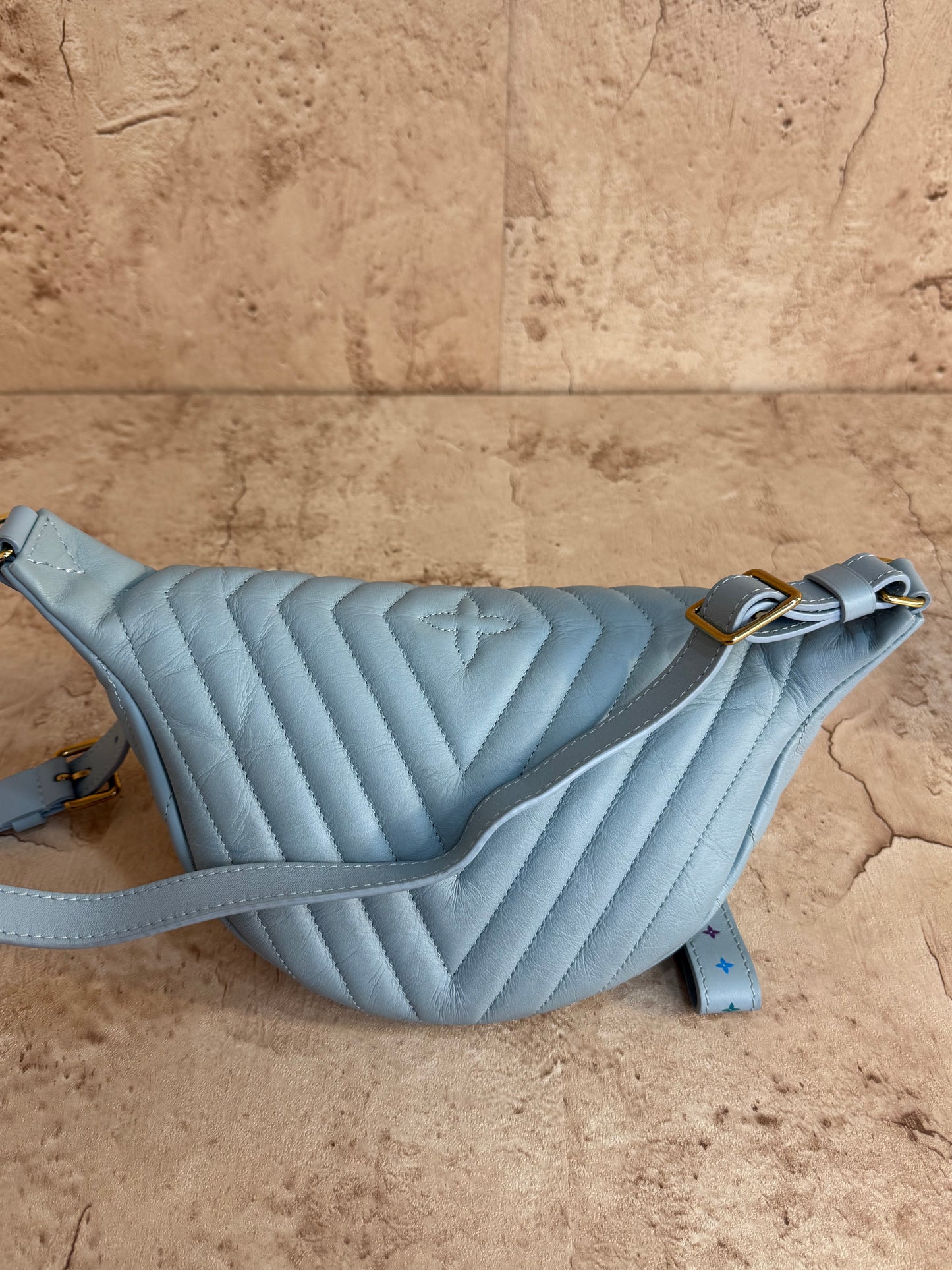 Louis Vuitton Blue Leather New Wave Quilted Bum Bag