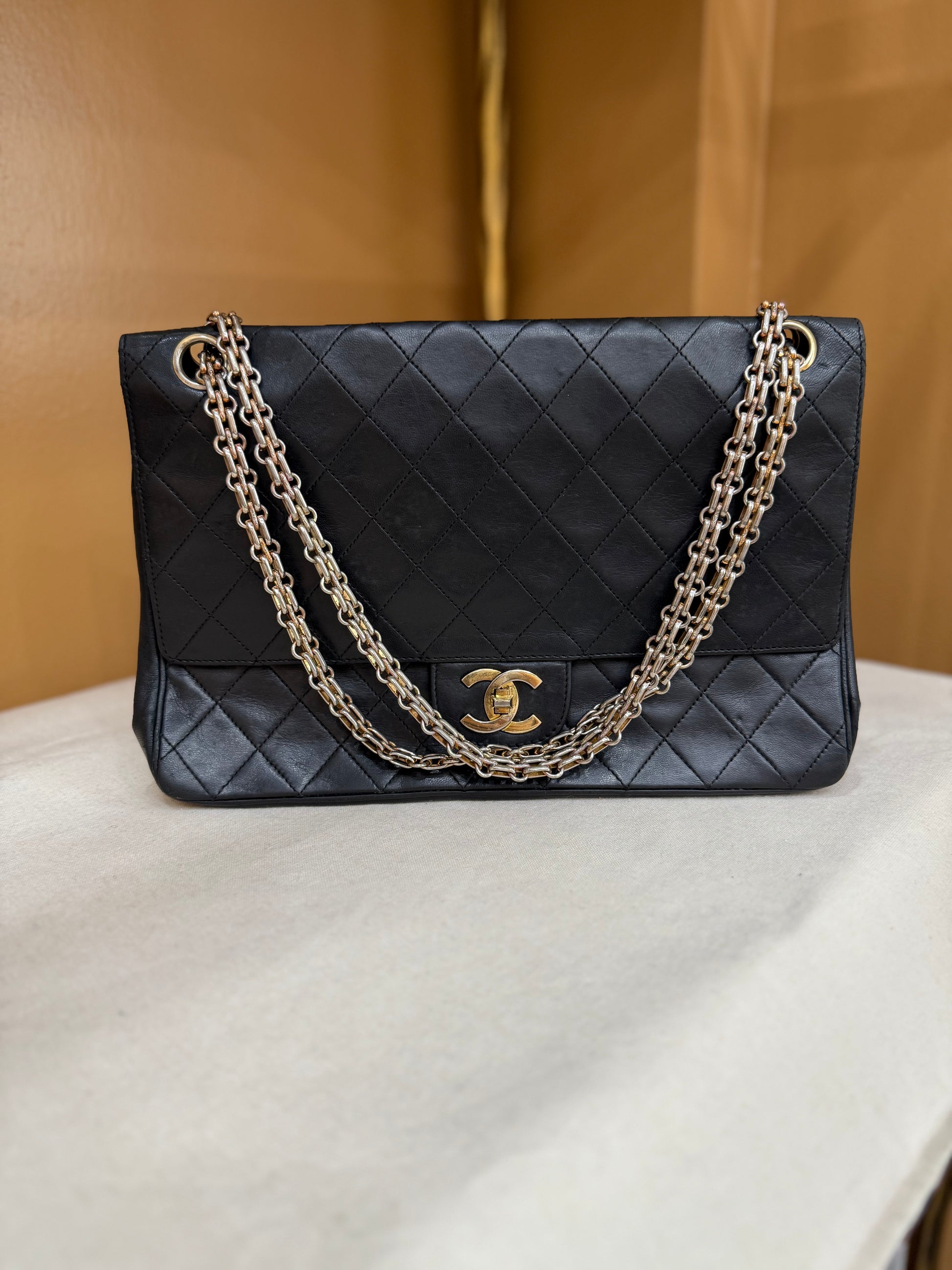 Chanel Black Quilted Lambskin Bijoux Chain Double Flap Bag