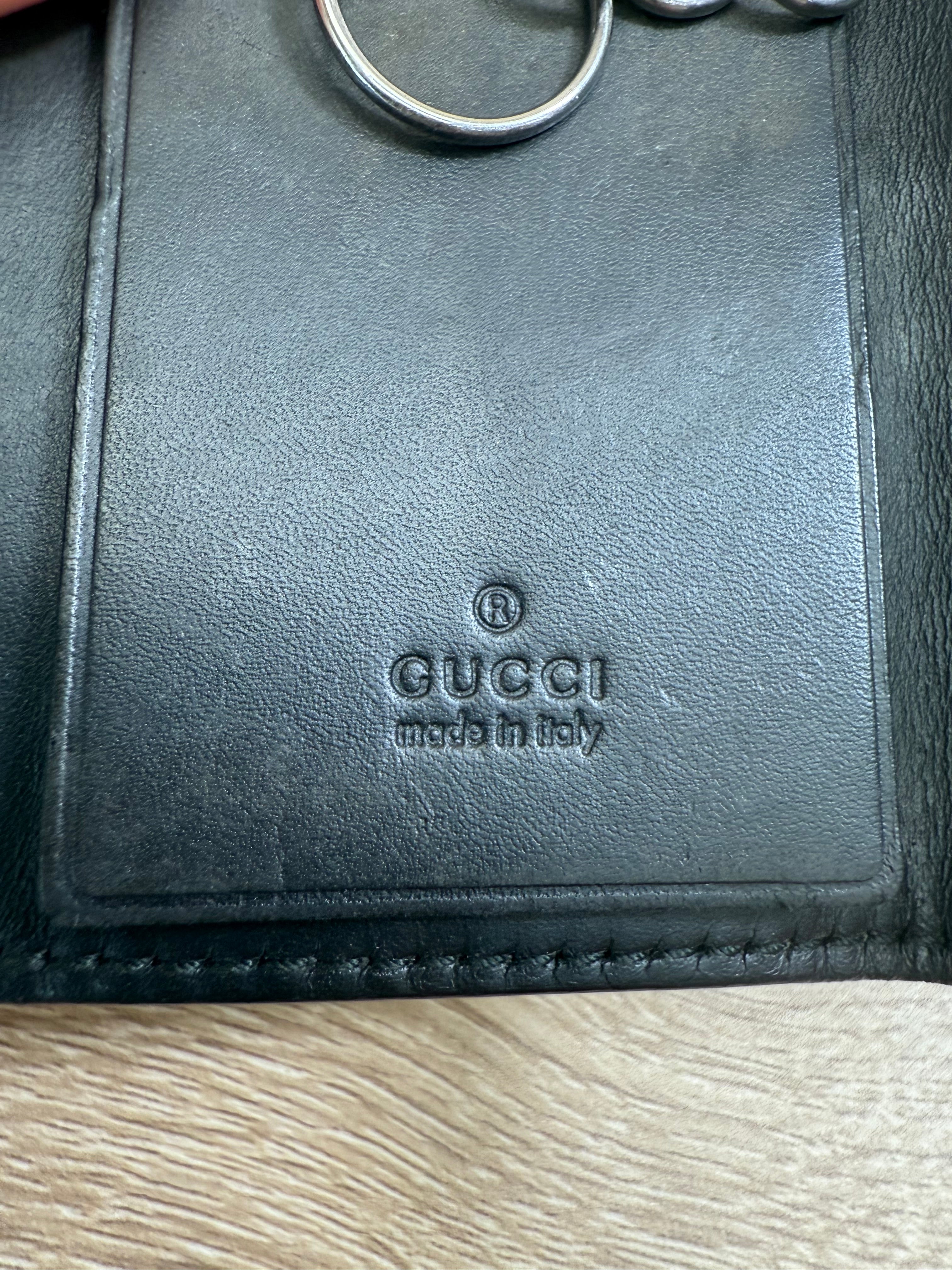 Gucci Guccissima Black Leather 6 Key Holder