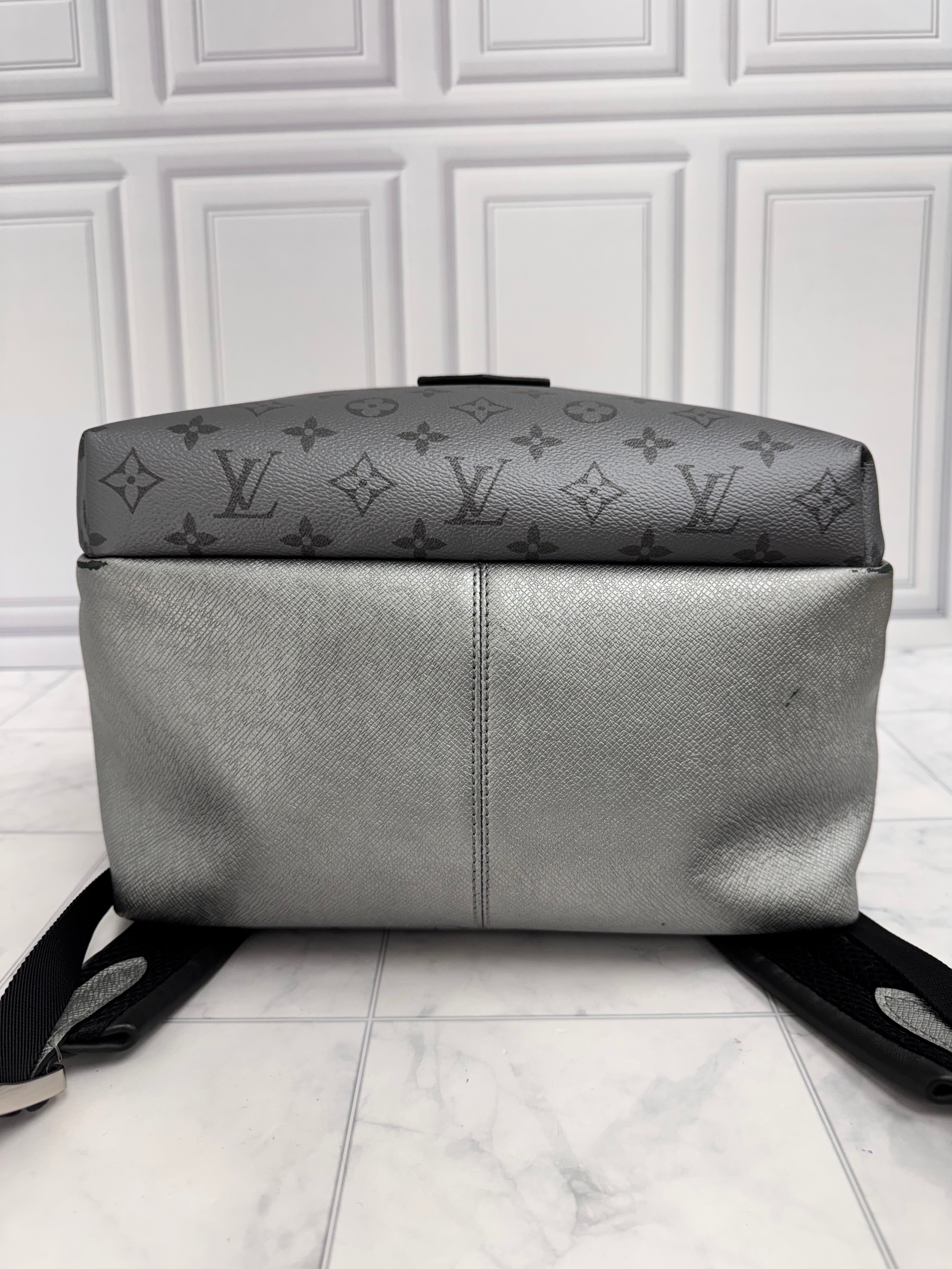 Louis Vuitton Metallic Silver Monogram Taigarama Discovery Backpack PM
