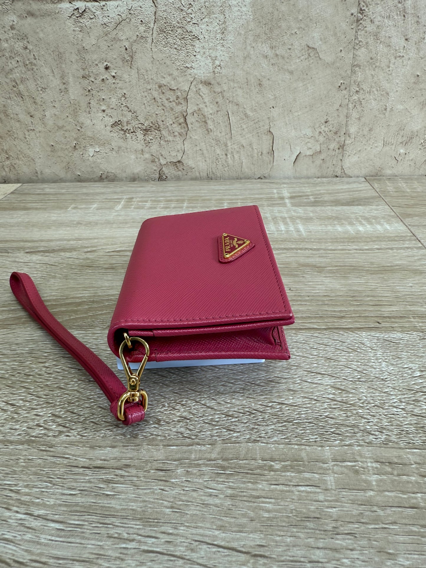 Prada Pink Saffiano Leather Card Case