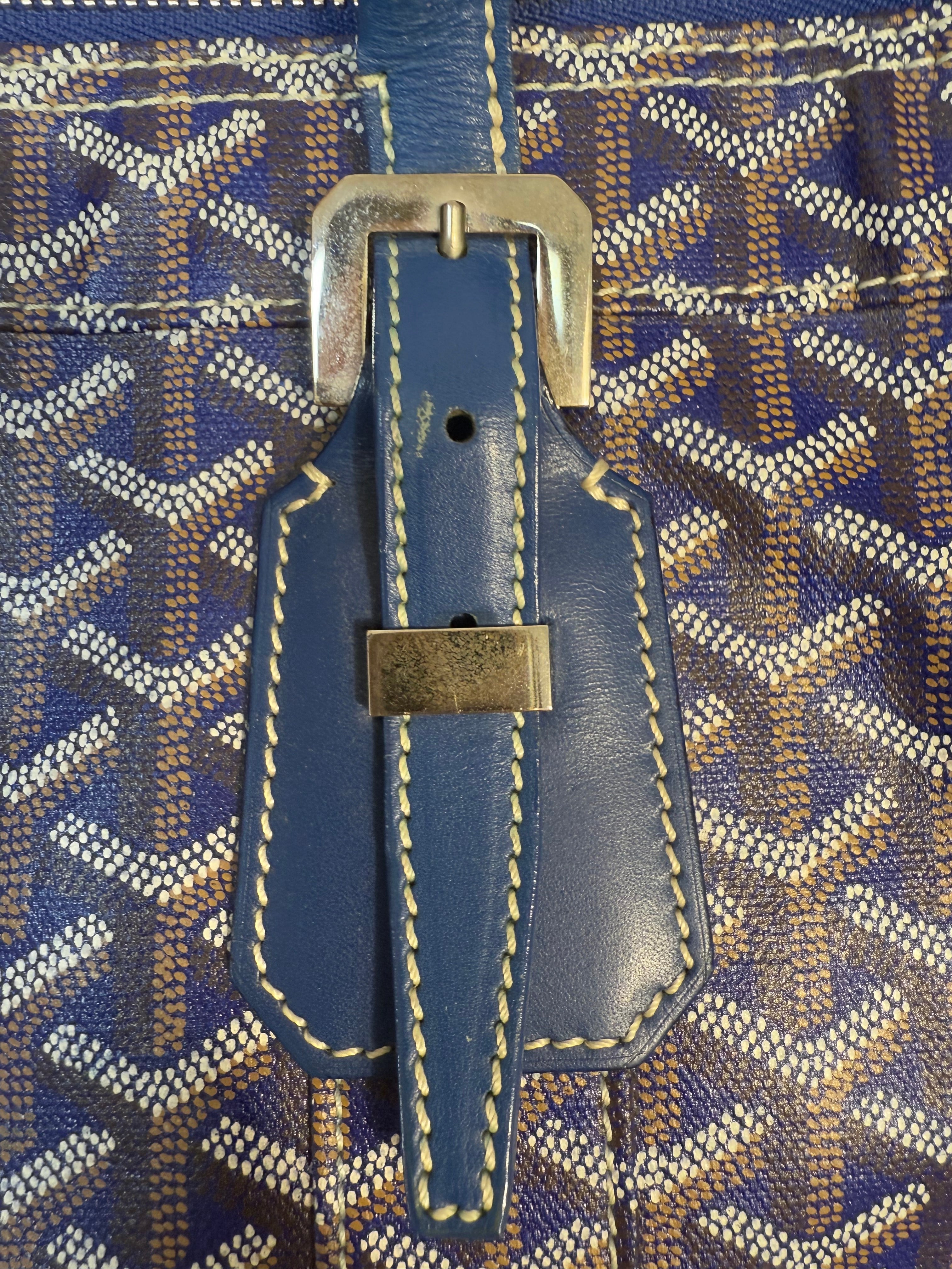 Goyard Navy Goyardine Leather Boston Bag