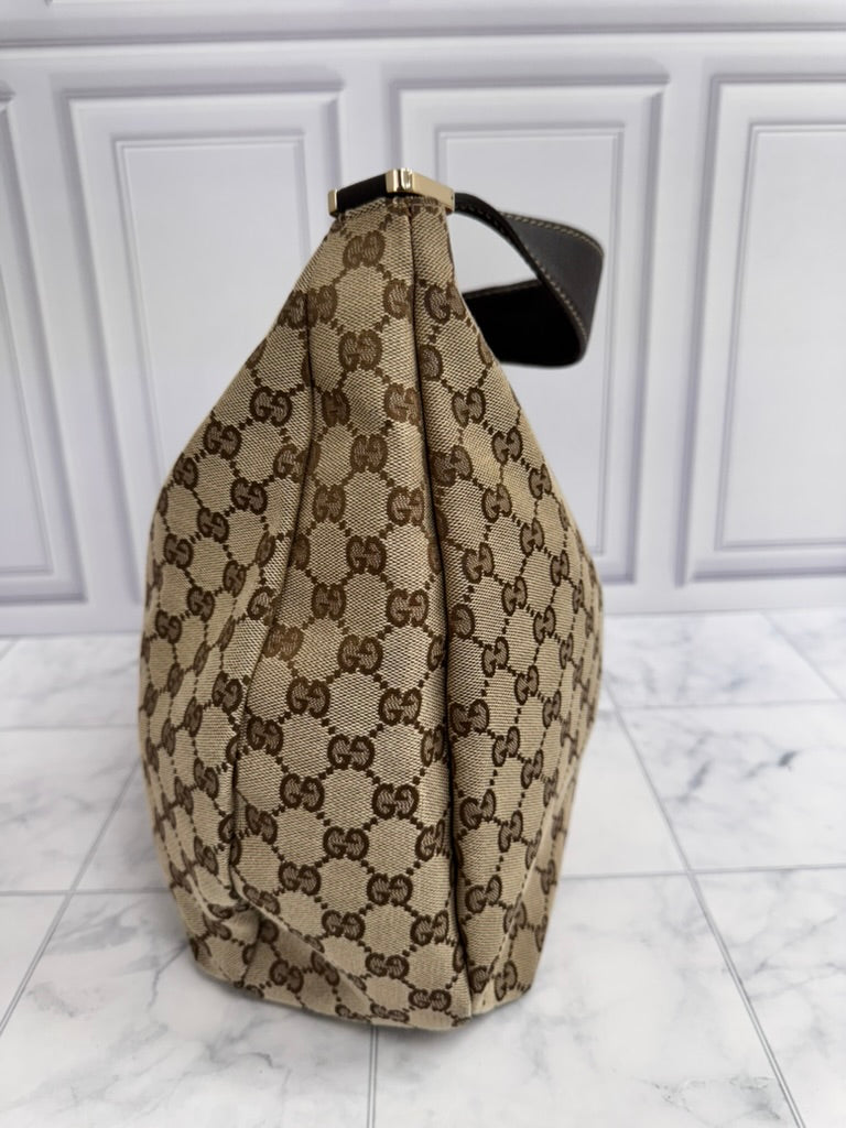 Gucci GG Supreme Canvas New Ladies Web Hobo Bag