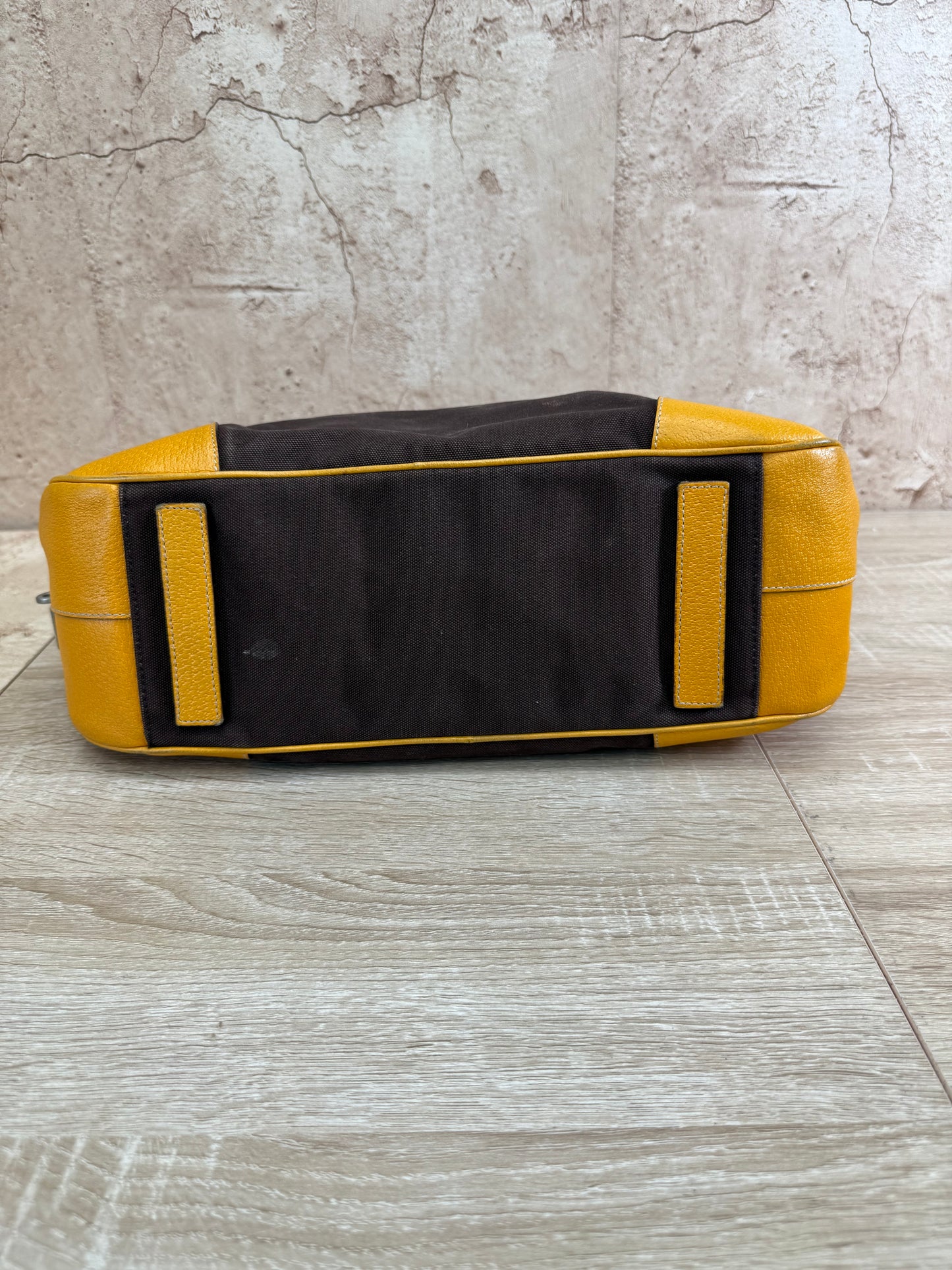 Prada Brown Canvas Canapa Bowler Bag