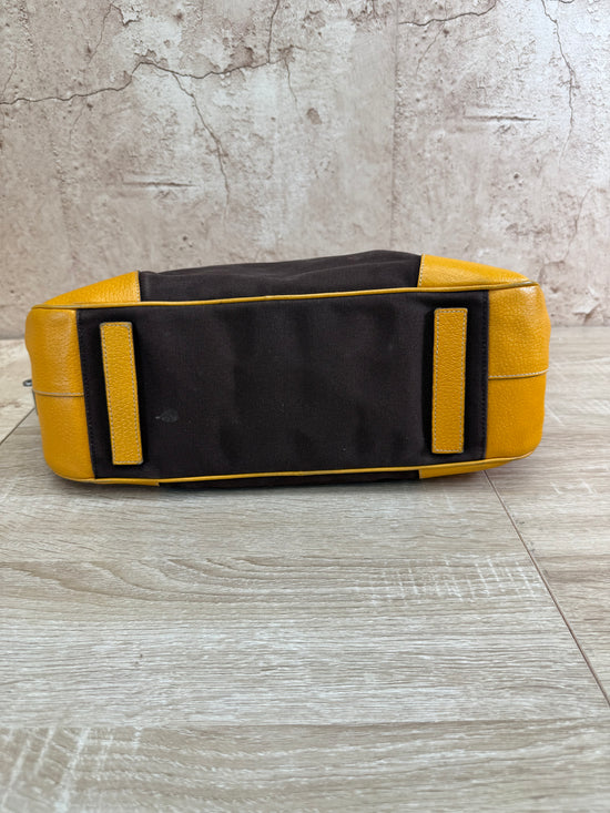 Prada Brown Canvas Canapa Bowler Bag