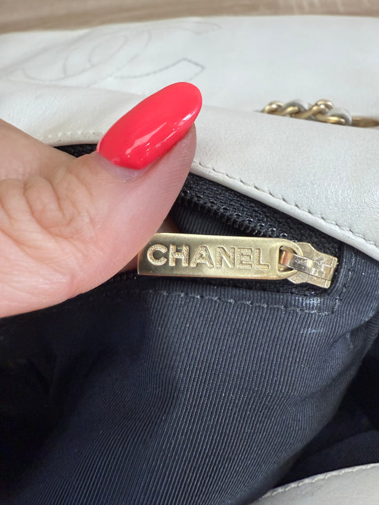 Chanel Black & White Quilted Lambskin Medium Single Flap Bag