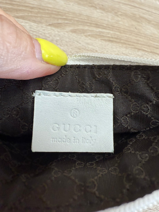 Gucci White Leather & Brown Canvas Mini Shoulder Bag