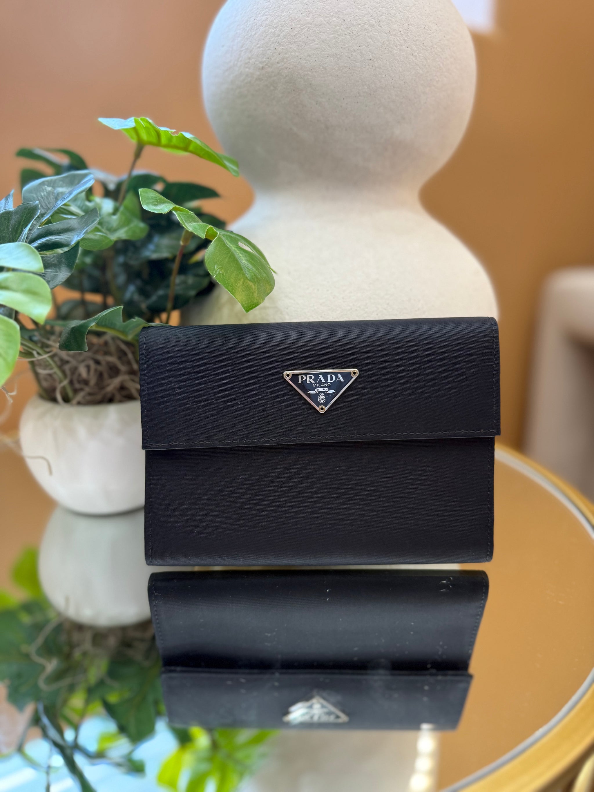 Prada Black Nylon Compact Wallet