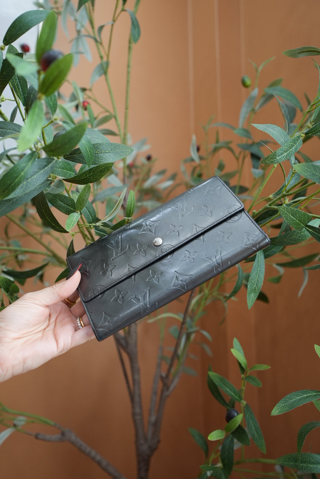 Louis Vuitton Gray Matte Vernis International Wallet