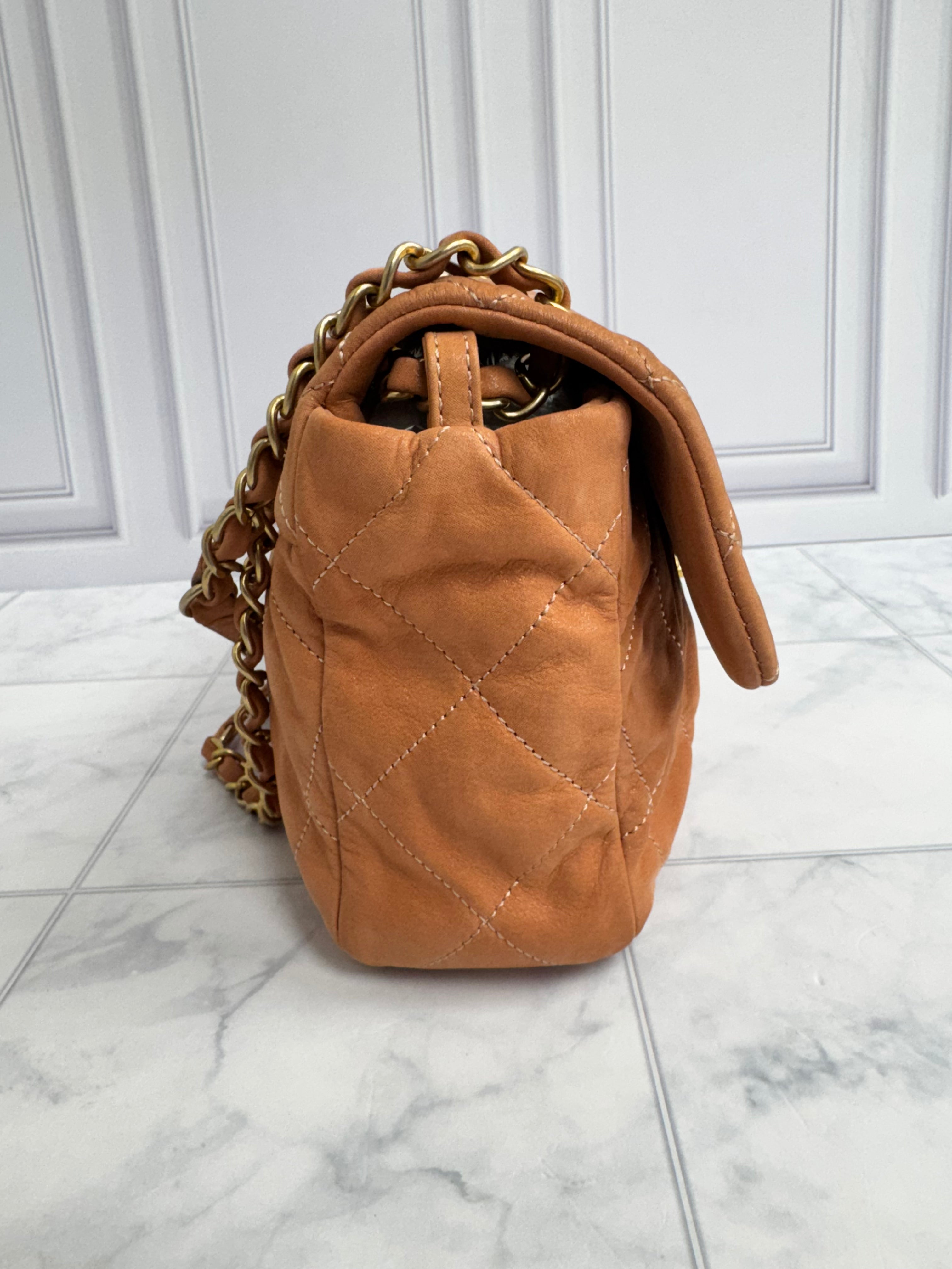 Chanel Iridescent Peach Quilted Coco Pleats Flap Bag