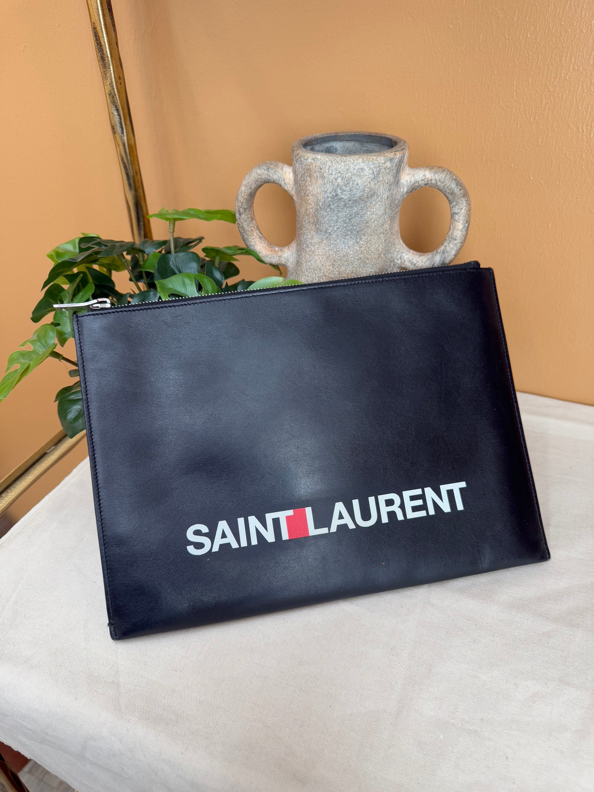 Saint Laurent YSL Black Leather Pouch