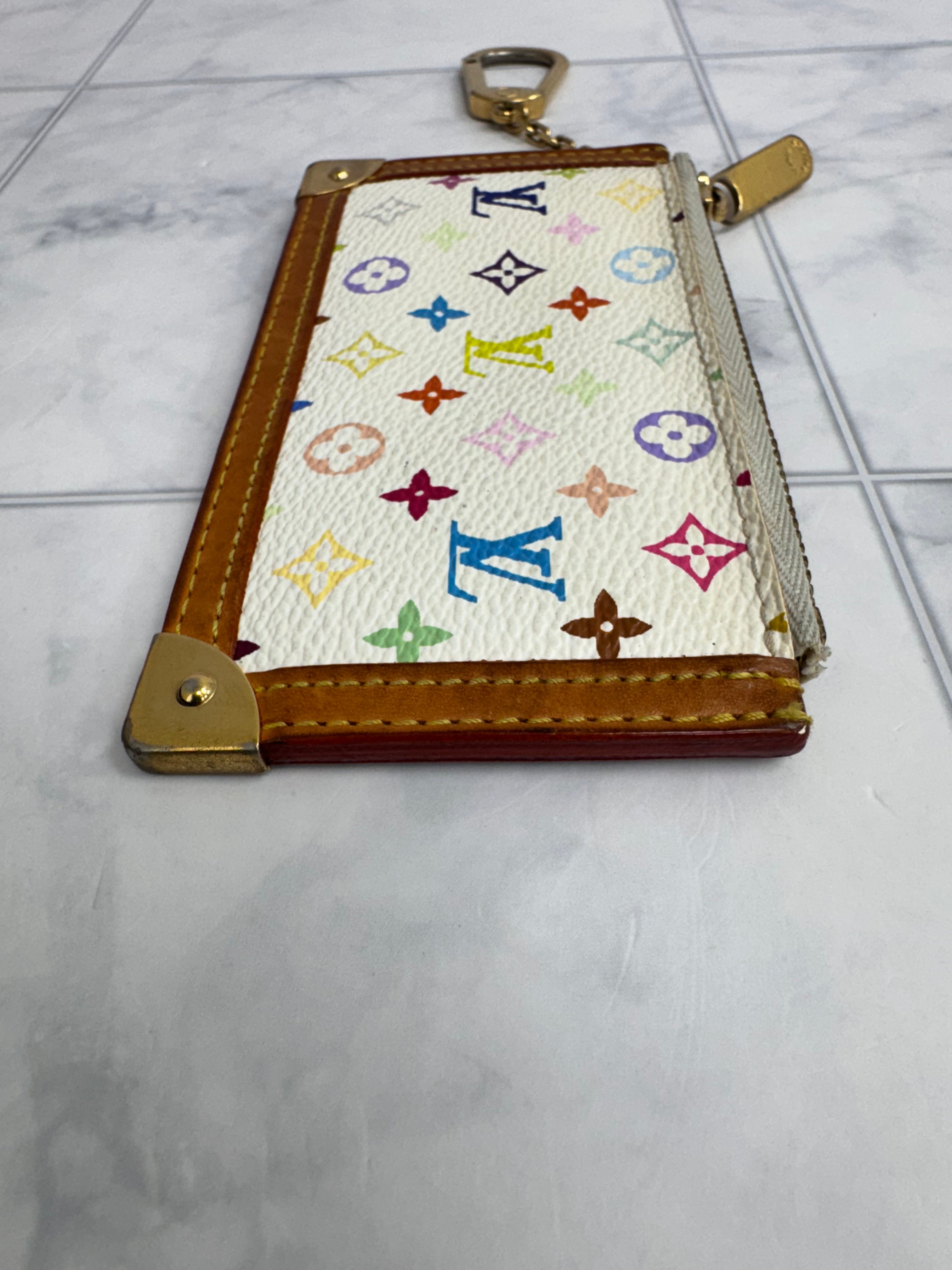 Louis Vuitton White Multicolor Pochette Key Cles