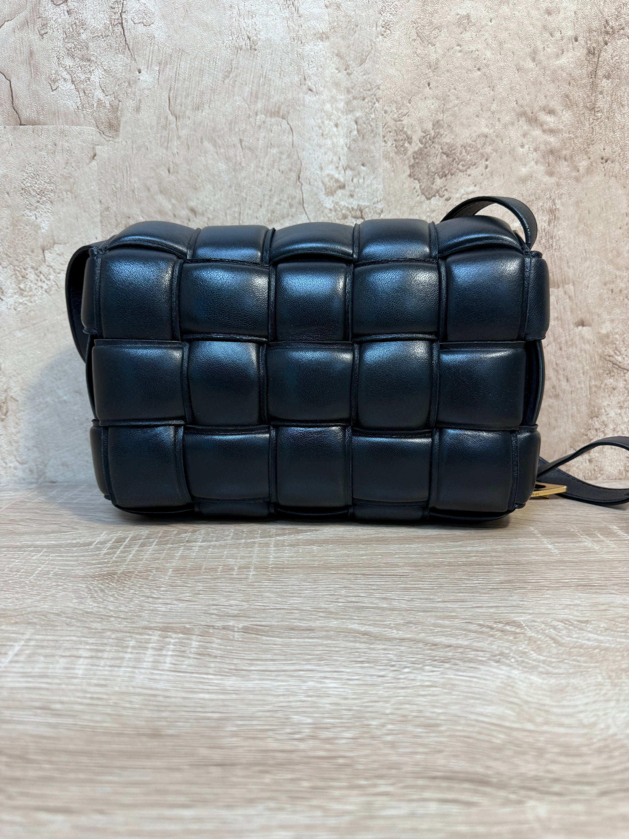 Bottega Veneta Black Leather Cassette Crossbody Bag