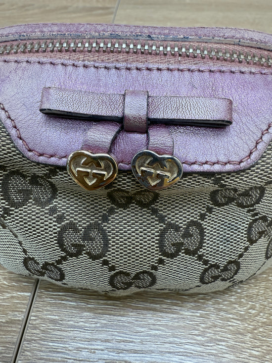 Gucci Canvas & Mauve Leather Cosmetic Pouch