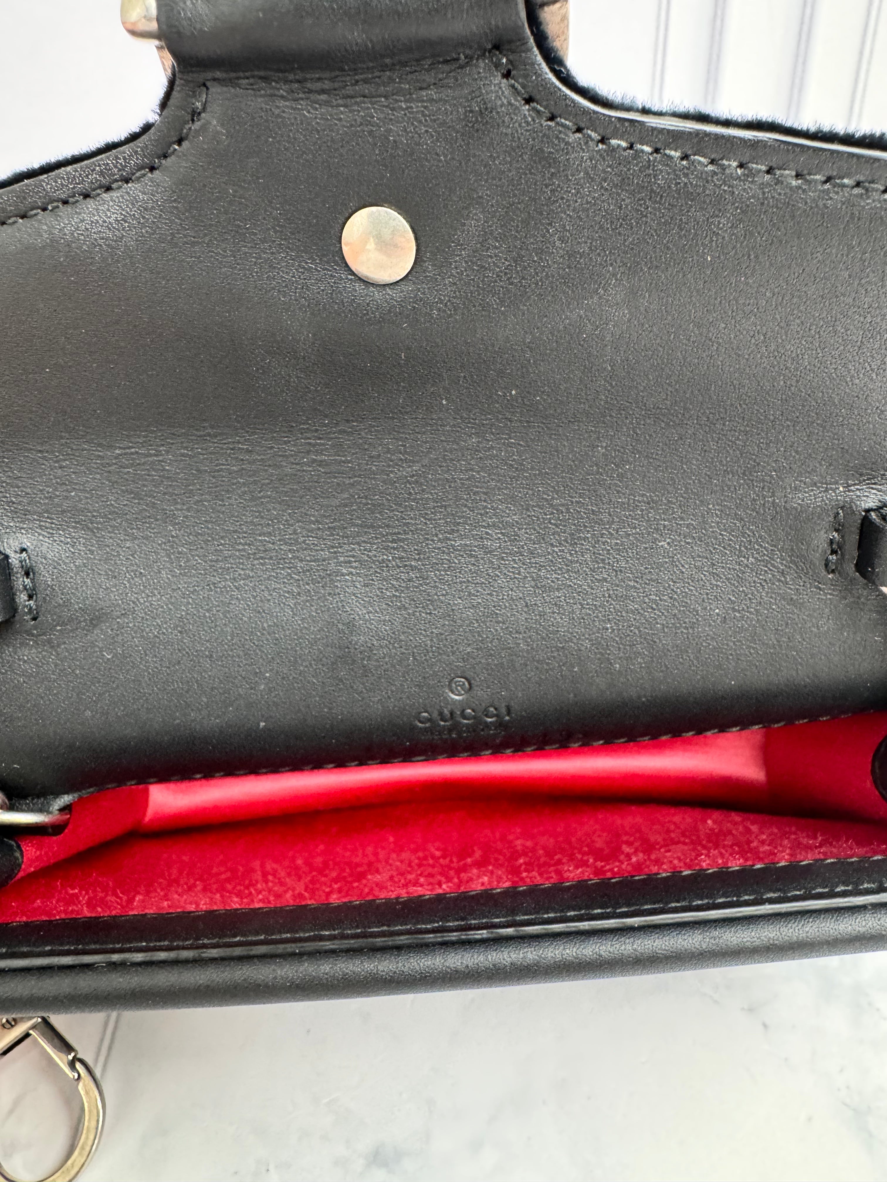 Gucci Black Velvet Dionysus Super Mini Chain Crossbody Bag