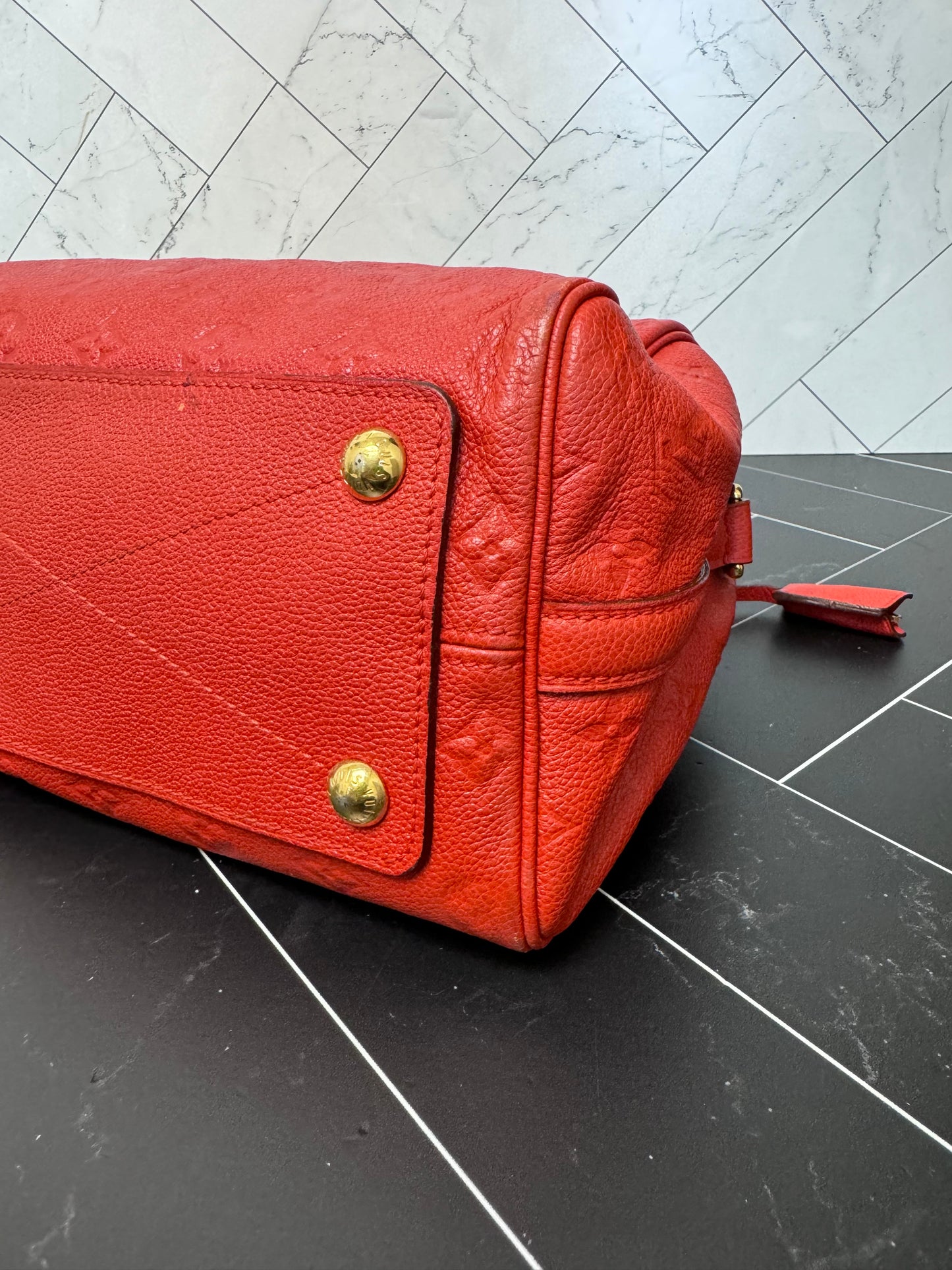 Louis Vuitton Red Empreinte Speedy 25 Bandouliere no strap