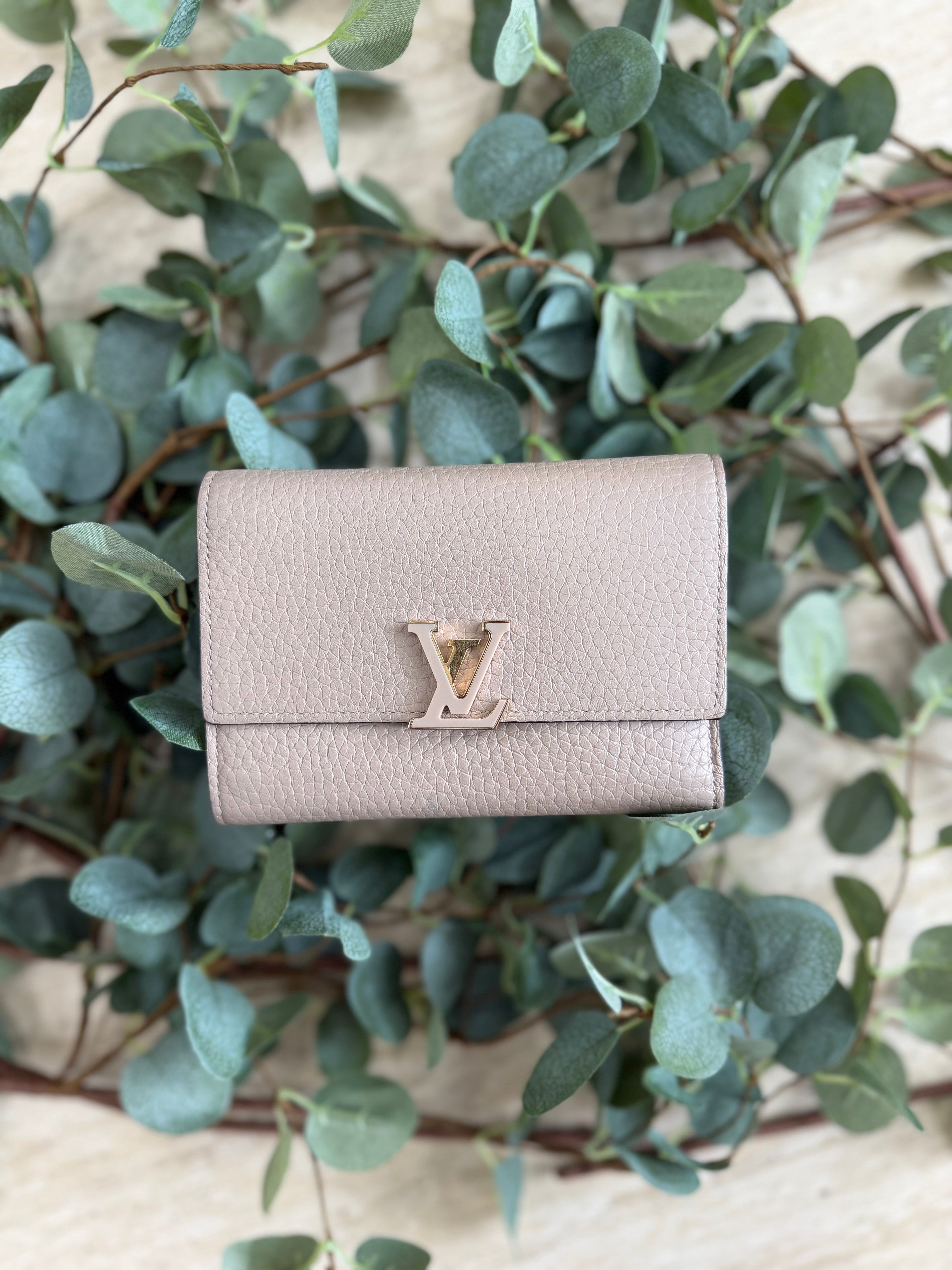 Louis Vuitton Taupe Taurillion Capucines Compact Wallet